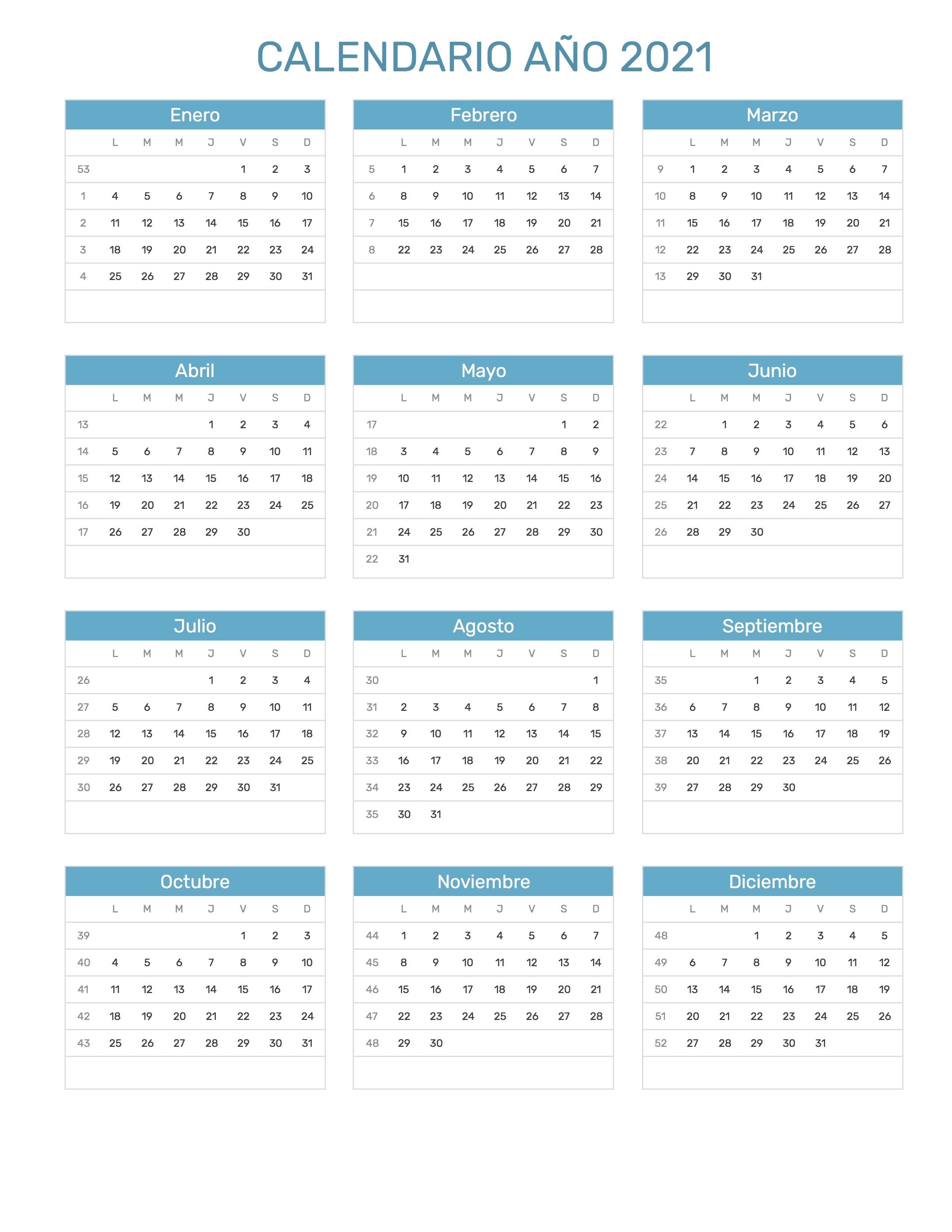 Calendario 2021 Con Semanas Printable Blank Calendar Template 123525 Hot Sex Picture 