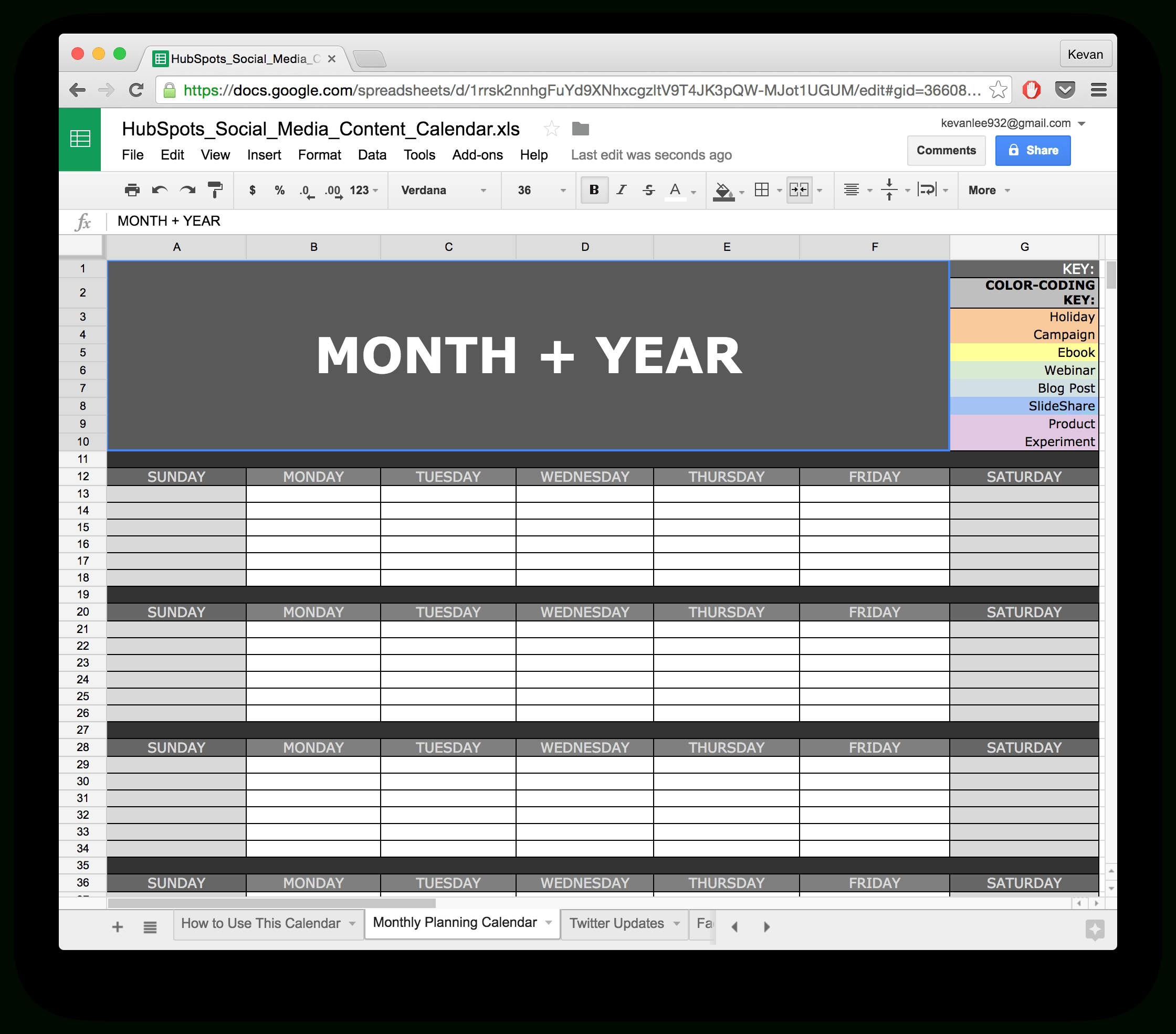 10 Ready-To-Go Marketing Spreadsheets To Boost Your Productivity Today Calendar Template In Google Sheets