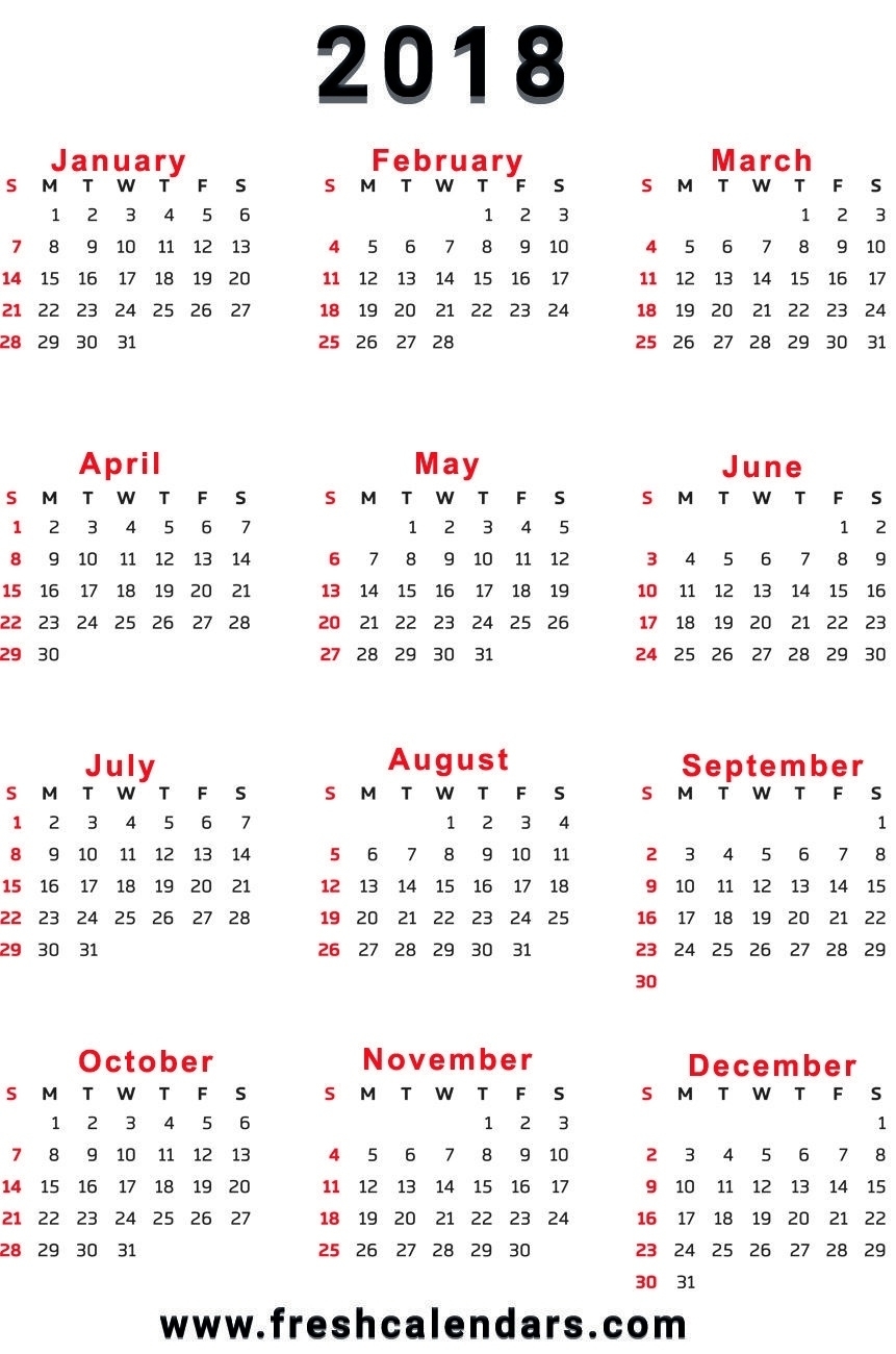 12 Month One Page Calendar | Template Calendar Printable Printable Calendar 12 Month