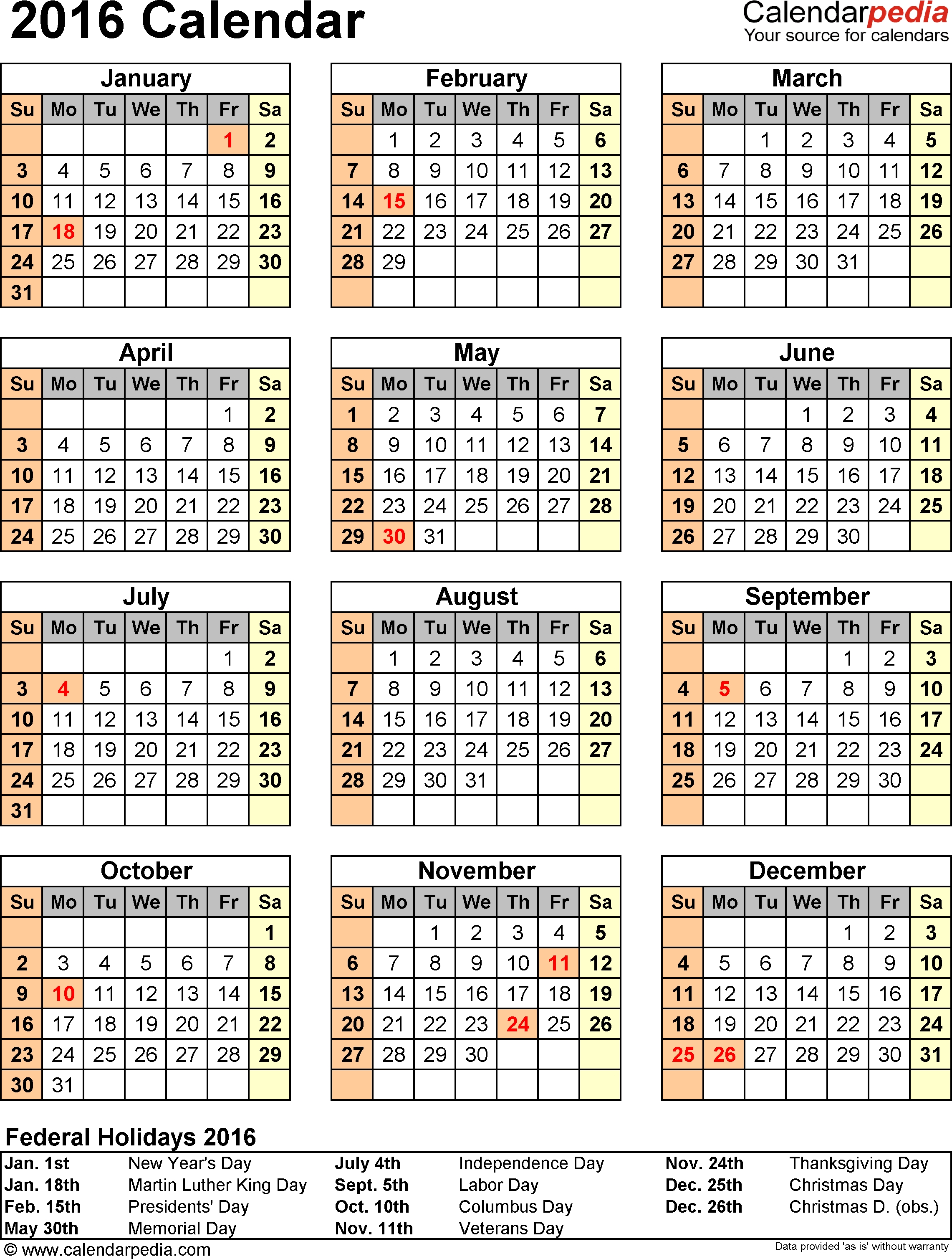 2016 Calendar - Download 16 Free Printable Excel Templates (.xlsx) Blank Vacation Calendar Template