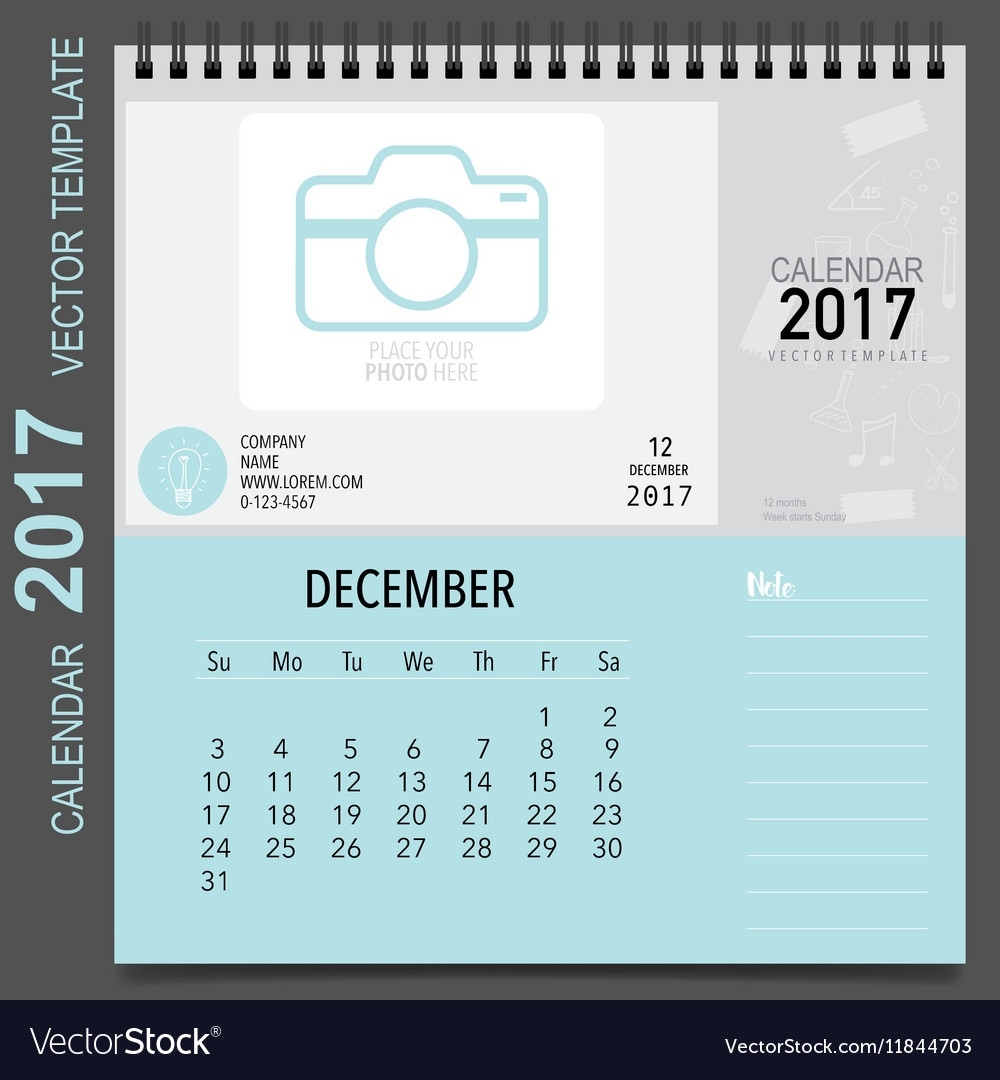 2017 Calendar Planner Design Monthly Calendar Vector Image Design A Monthly Calendar