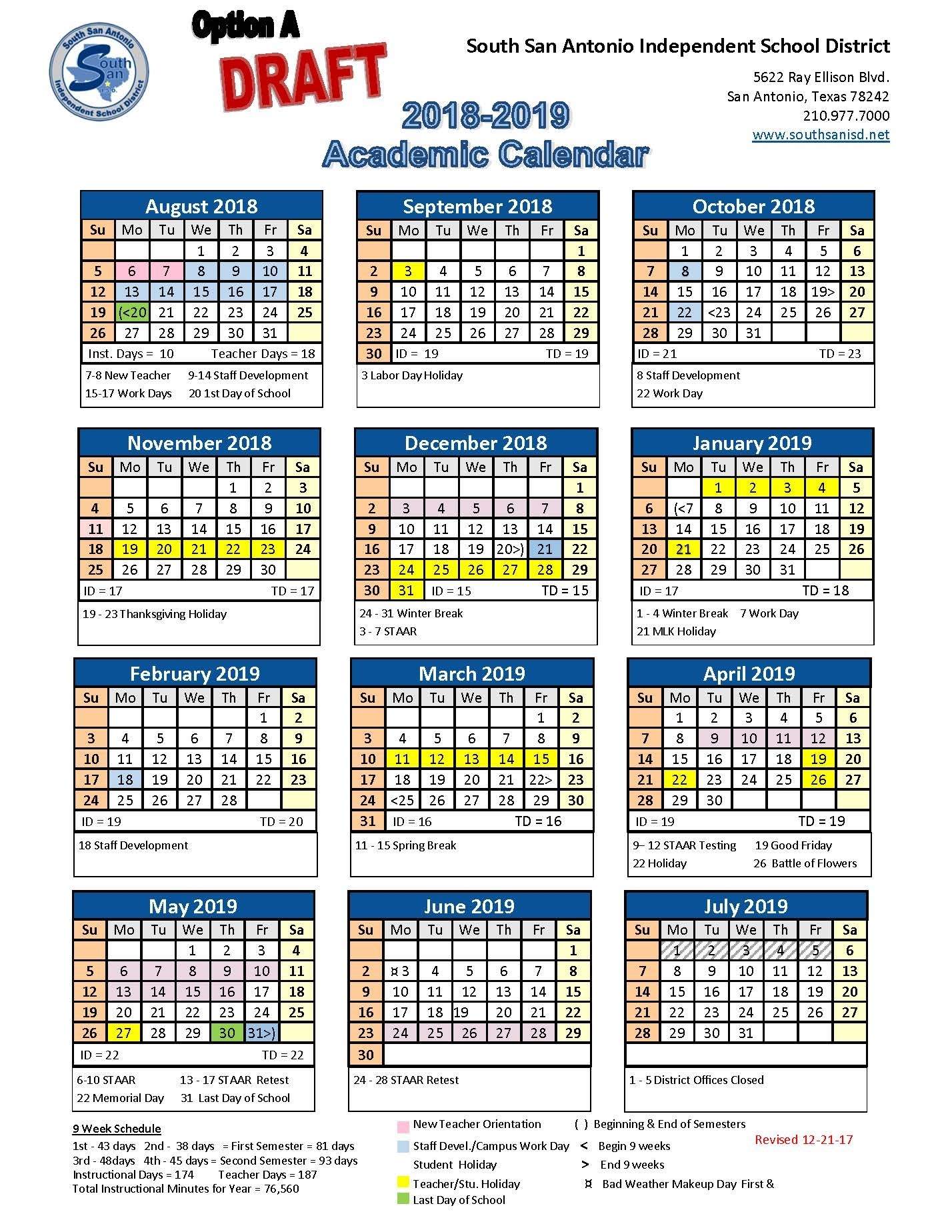 2018-19 Academic Calendar Survey Perky School Calendar District 99