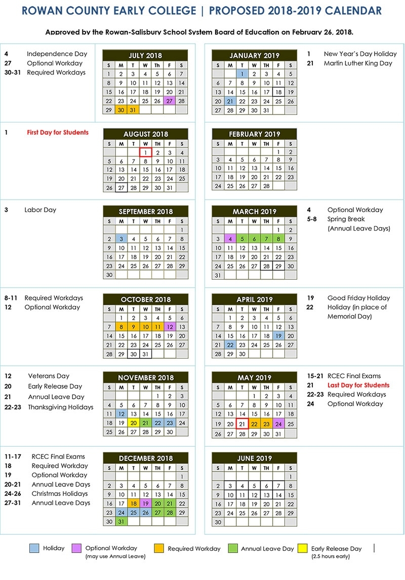2018-2019 Calendars | District News Calendar School Year China