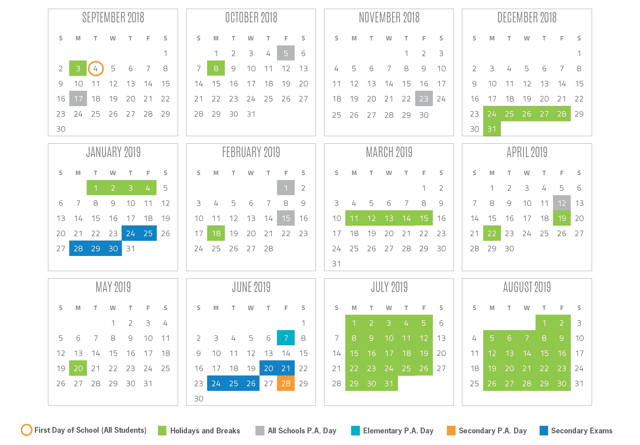 2018-2019 School Year Calendar Re 1 School Calendar