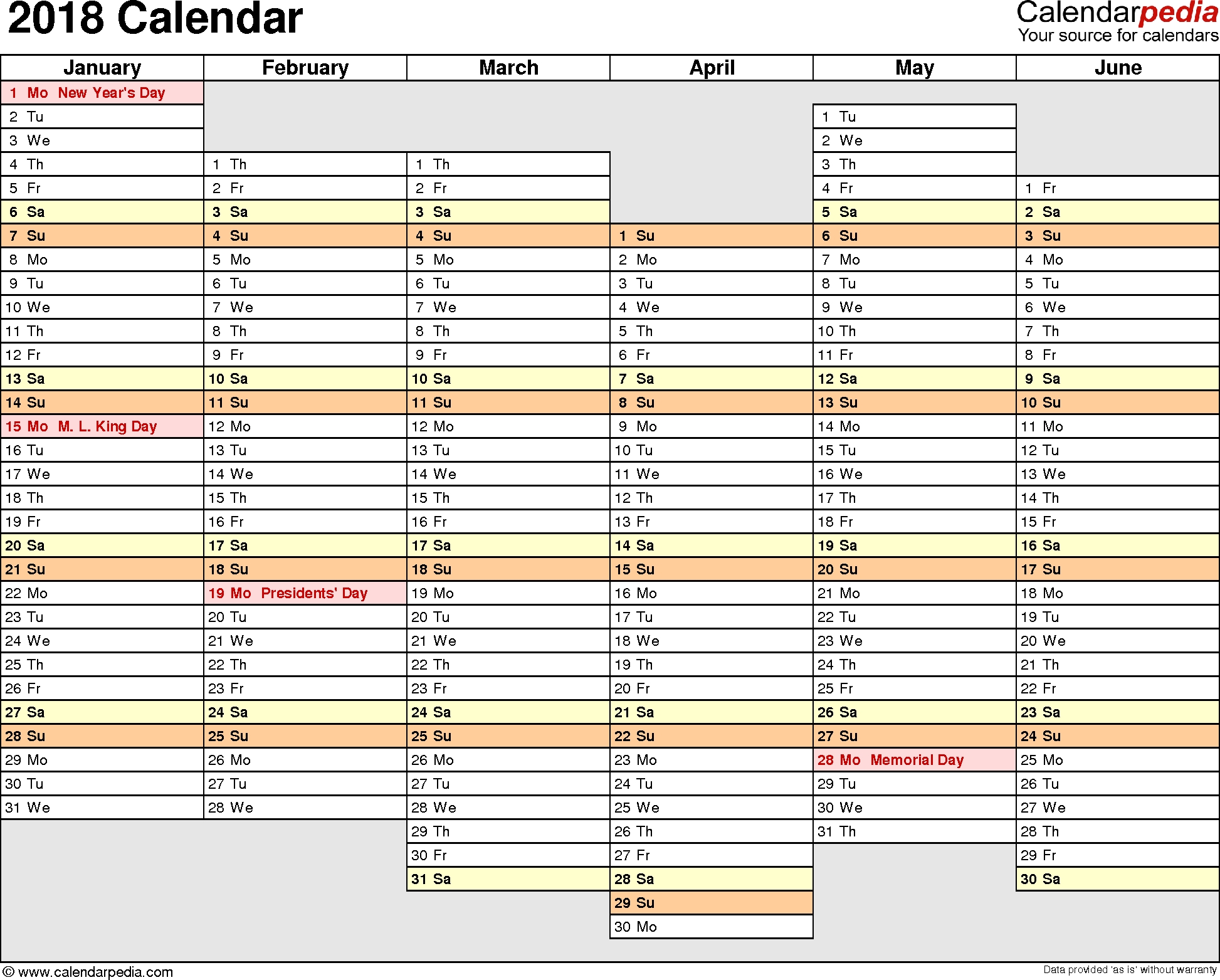 2018 Calendar - 17 Free Printable Word Calendar Templates 6 Month Calendar Template Word