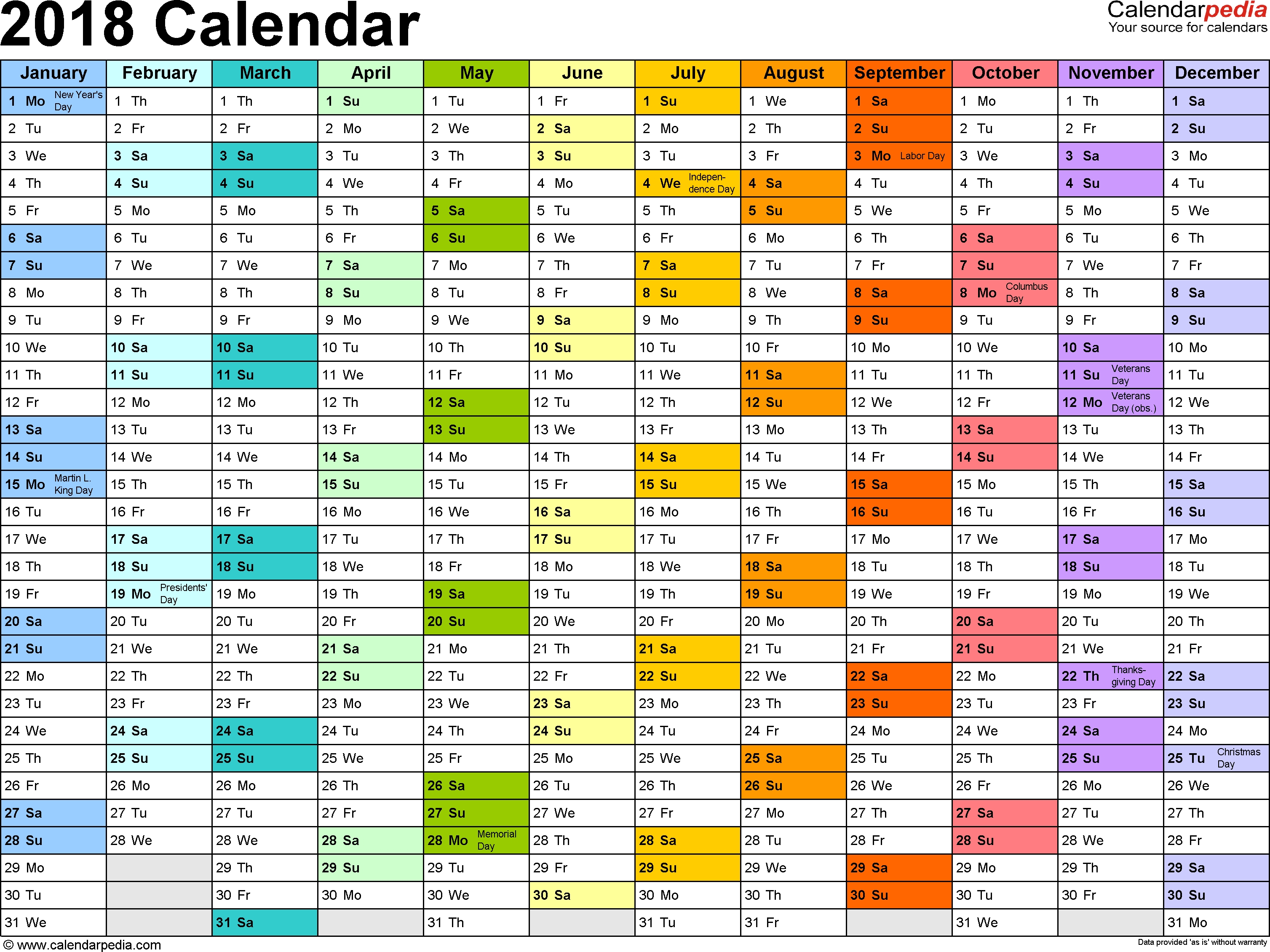 2018 Calendar - Download 17 Free Printable Excel Templates (.xlsx) Monthly Calendar Excel Format