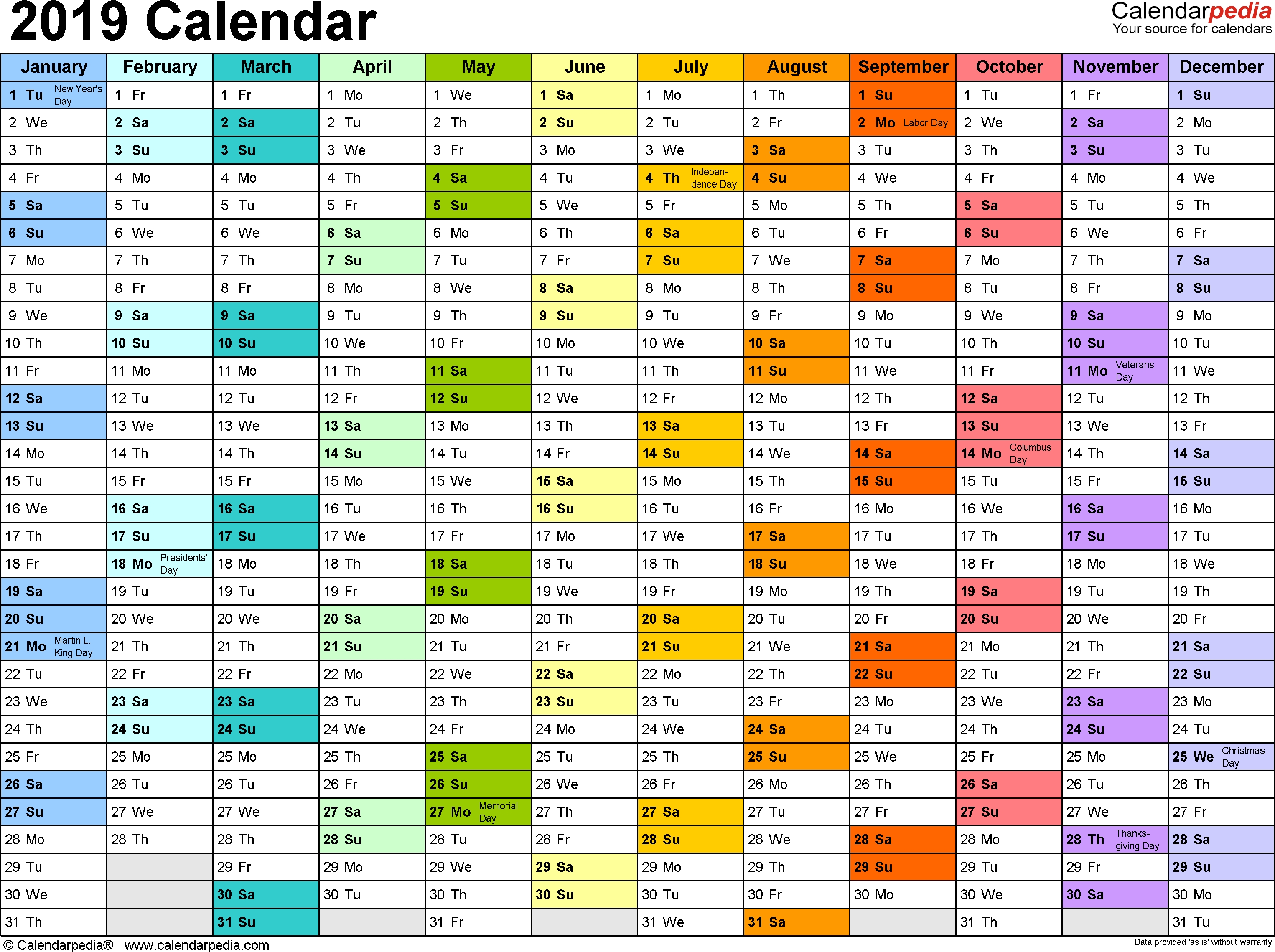 2019 Calendar - Download 17 Free Printable Excel Templates (.xlsx) Blank Calendar Excel Format
