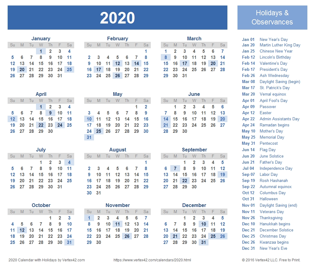 Incredible 2020 Calendar Time And Date Printable Blank Calendar Template