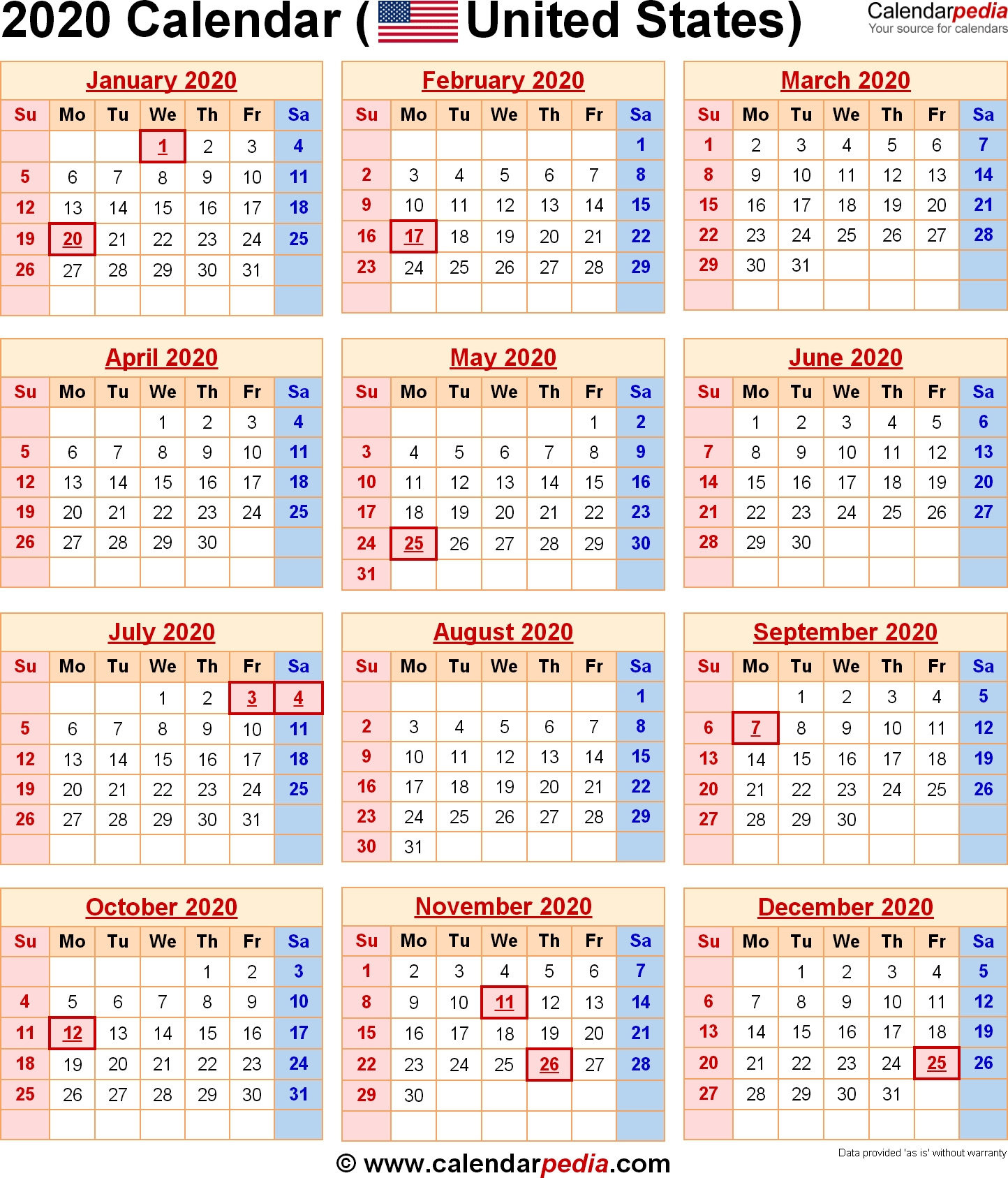 2020 Calendar With Federal Holidays &amp; Excel/pdf/word Templates July 2020 Calendar With Holidays