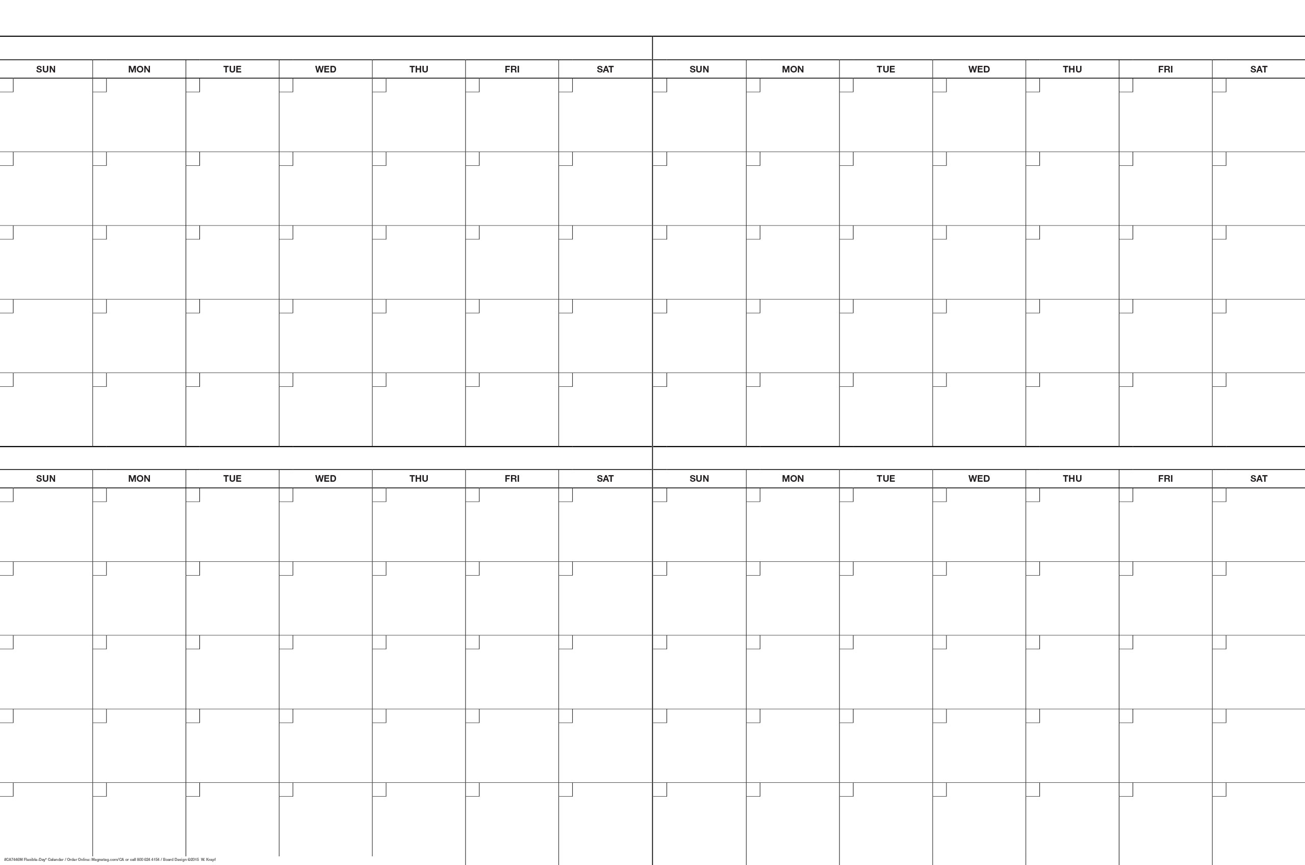 Dry Erase Calendar 4 Month – Printable Blank Calendar Template