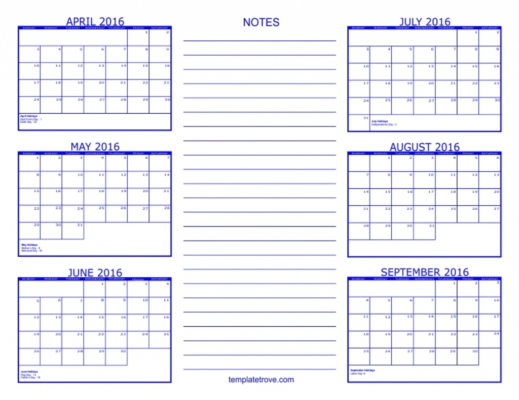 6 Month Printable Calendar - Printable Calendar &amp; Birthday Cards 6 Month Printable Calendar