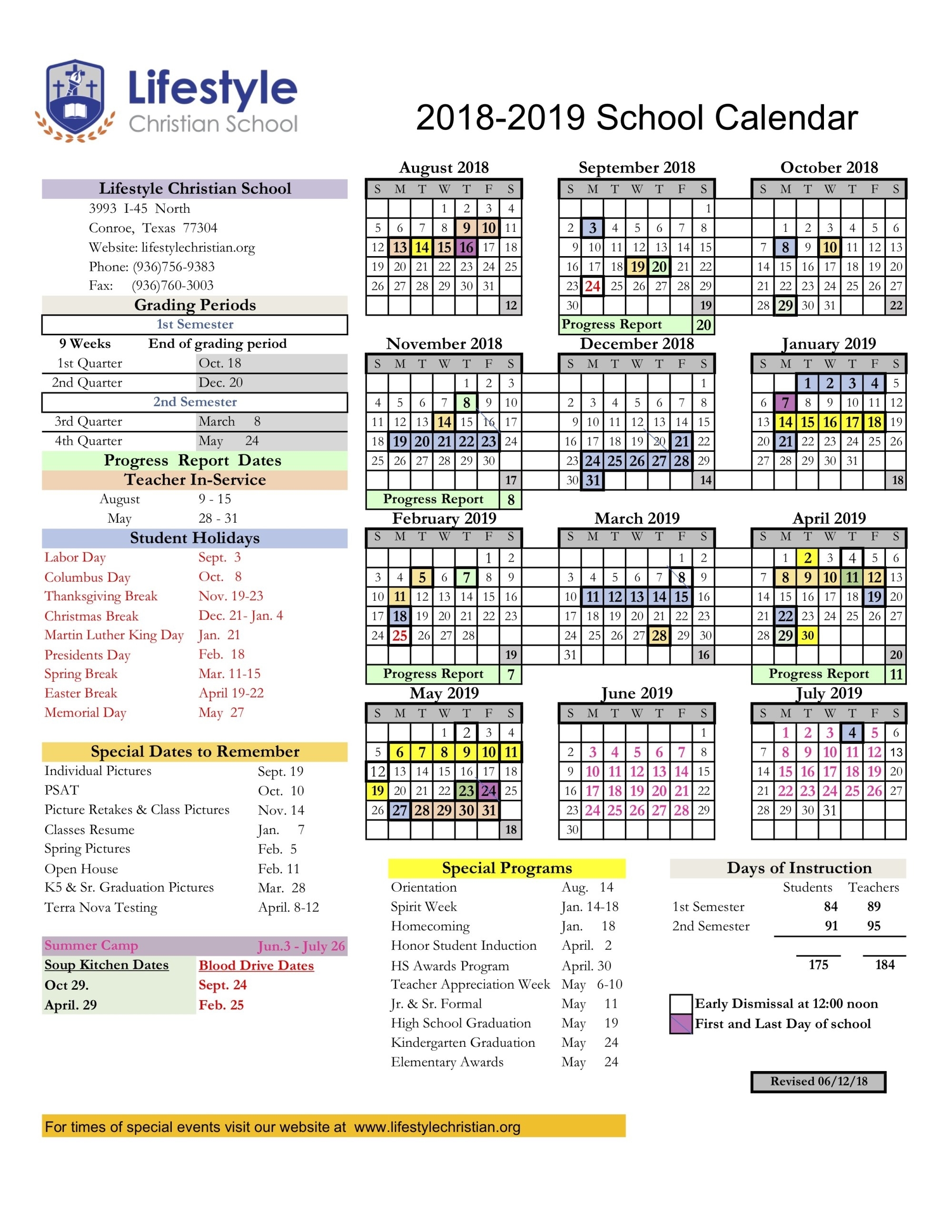 Academic Calendar - Lifestyle Christian School A&amp;m School Year Calendar