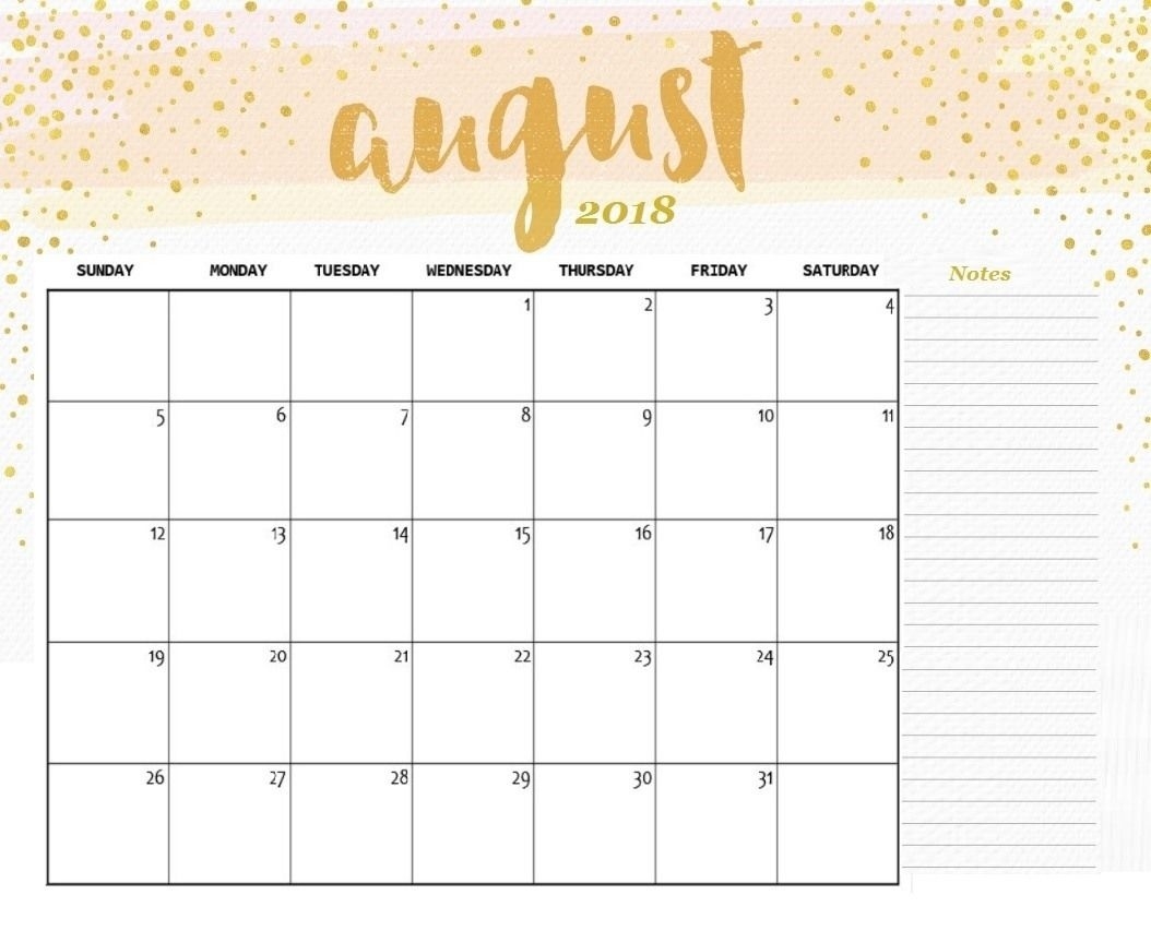 August 2018 Calendar Printable Cute | August 2018 Calendar Impressive Blank Calendar Template Cute