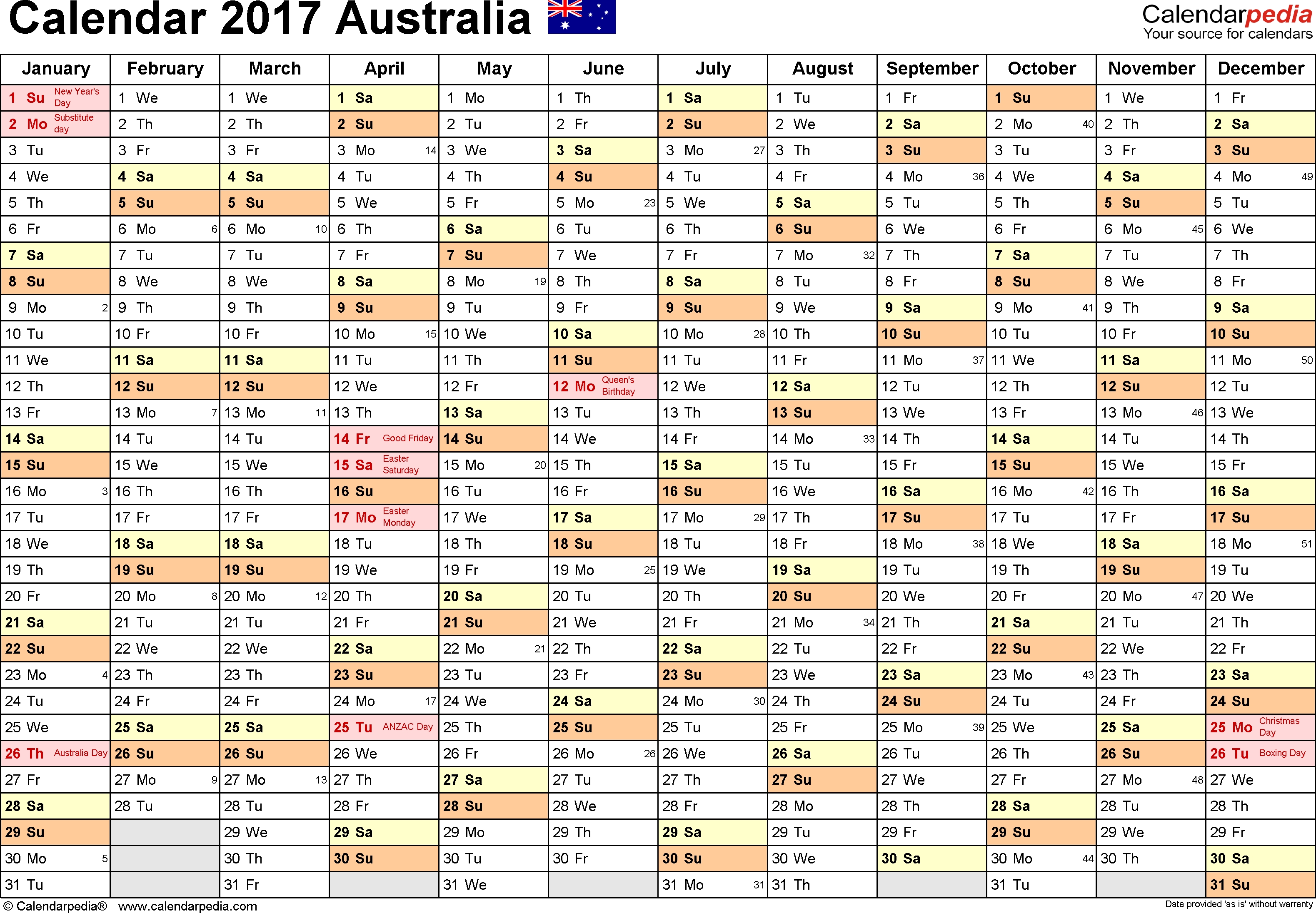Australia Calendar 2017 - Free Printable Excel Templates Calendar Month Rental Calculator