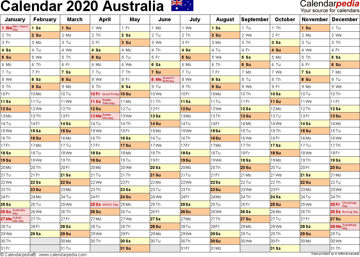 Australia Calendar 2020 - Free Word Calendar Templates 2020 Calendar Template Australia