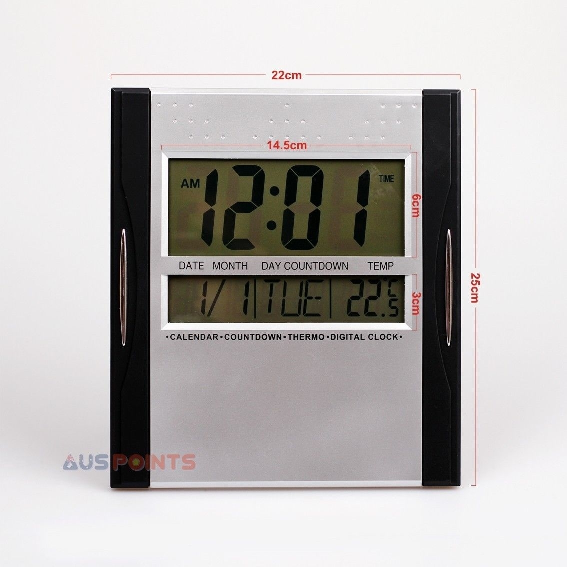 Big Black Crystal Display Digital Wall Table Clock Calendar Calendar Countdown Thermo Digital Clock