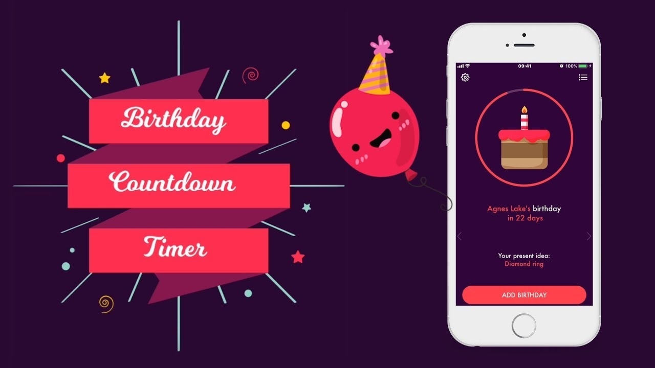Birthday Countdown Timer: Party Reminder Clock - Youtube Birthday Calendar Countdown App