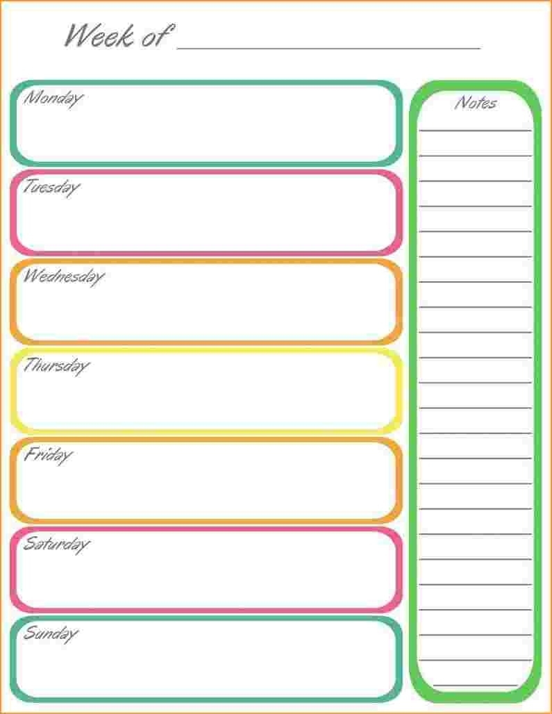 Blank 7 Day Weekly Calendar | Calendario Pis Intended For Weekly Perky 7 Day Calendar Blank