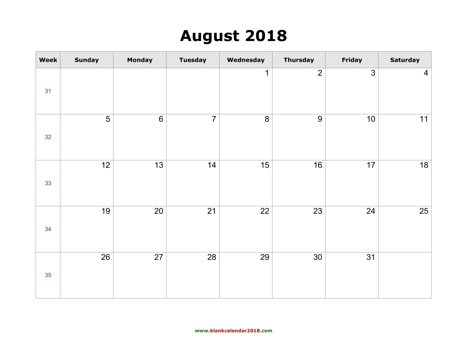 Blank Calendar For August 2018 Exceptional Blank Calendar No Days Of The Week