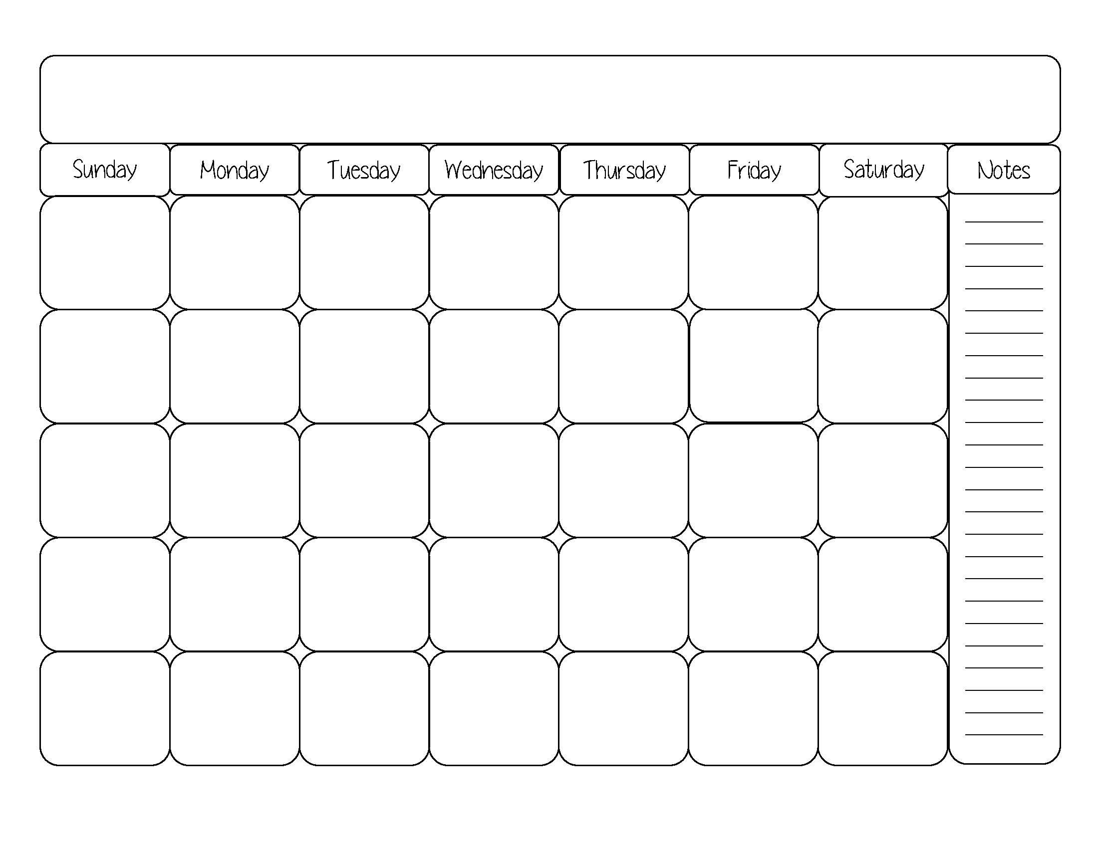 Blank Calendar Template Cute Printable Editable Blank | Randomness Extraordinary Blank Undated Calendar Template