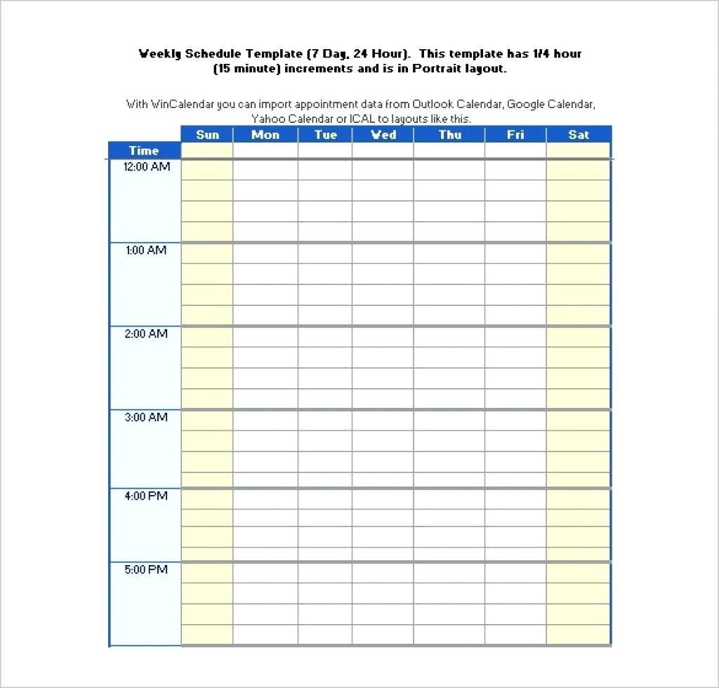 Blank Hourly Schedule Template - Seroton.ponderresearch.co 7 Day 24 Hour Calendar Template