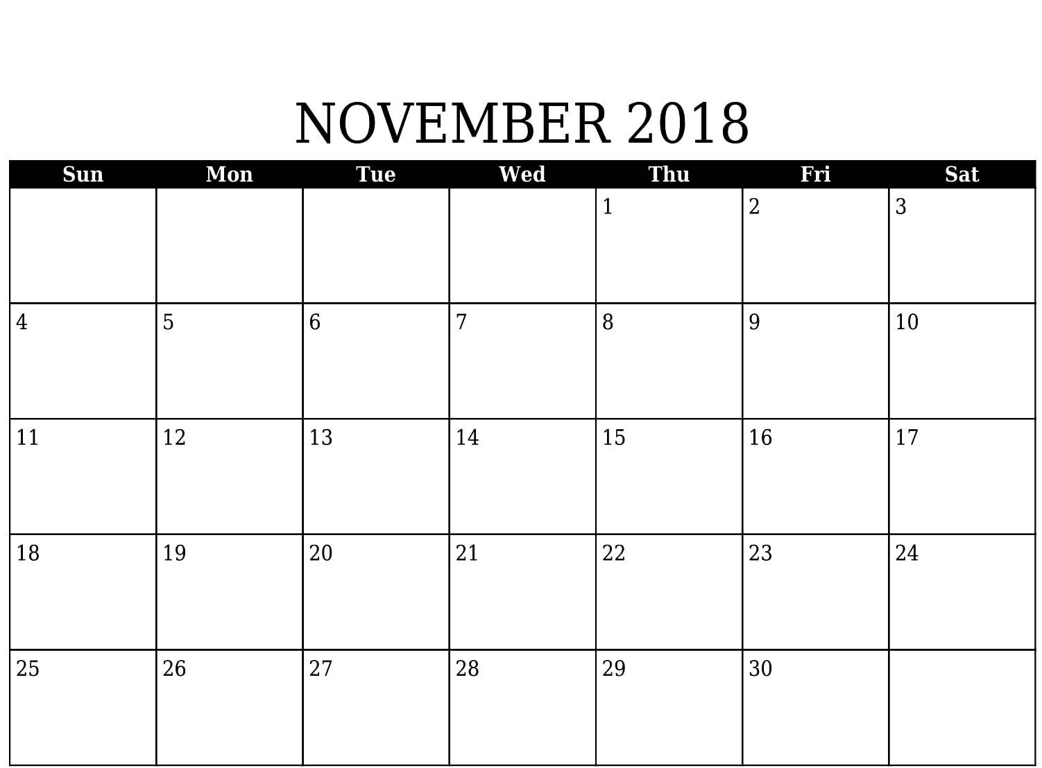 Blank November 2018 Google Sheet Calendar | 2018 Calendars Calendar Template In Google Sheets