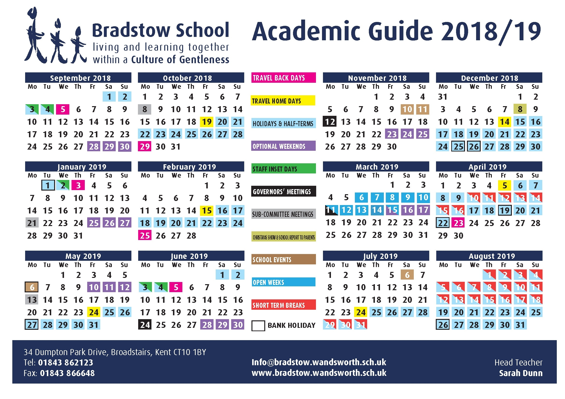Bradstow School Term Dates. School. Bradstow School T Or C School Calendar