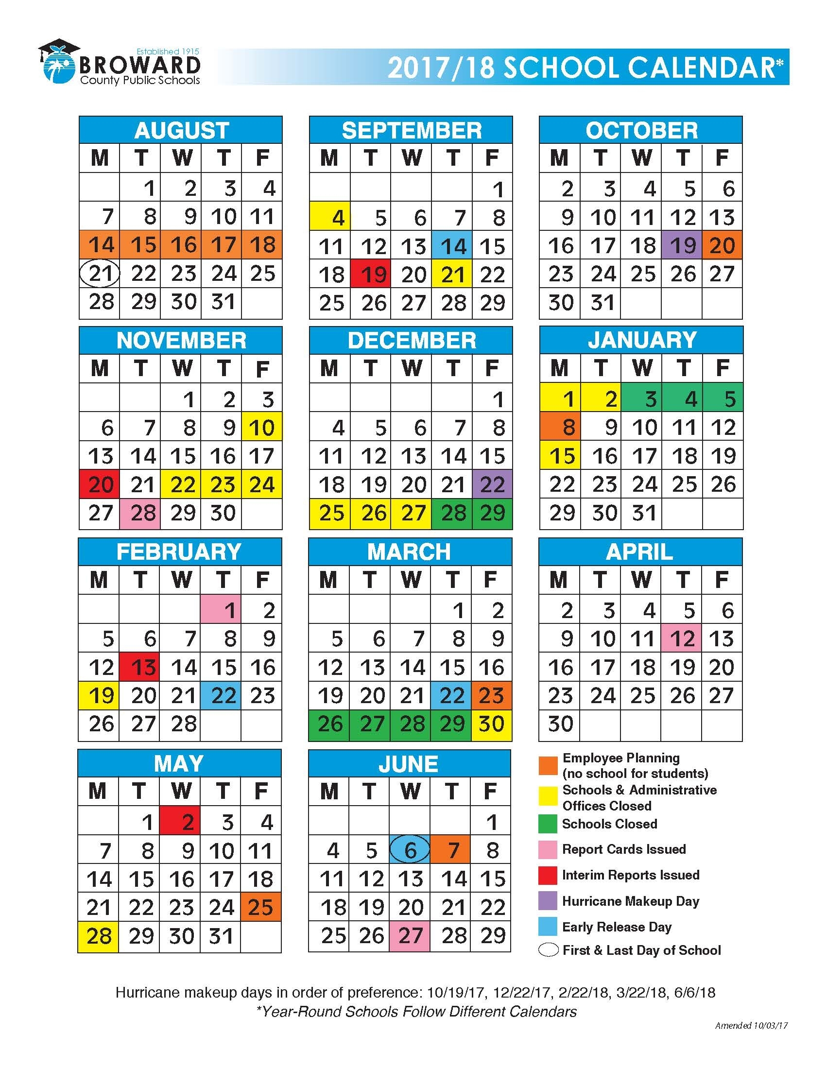 Broward County School Calendar 2017 2018 | Printable Monthly Impressive Broward County School Calendar