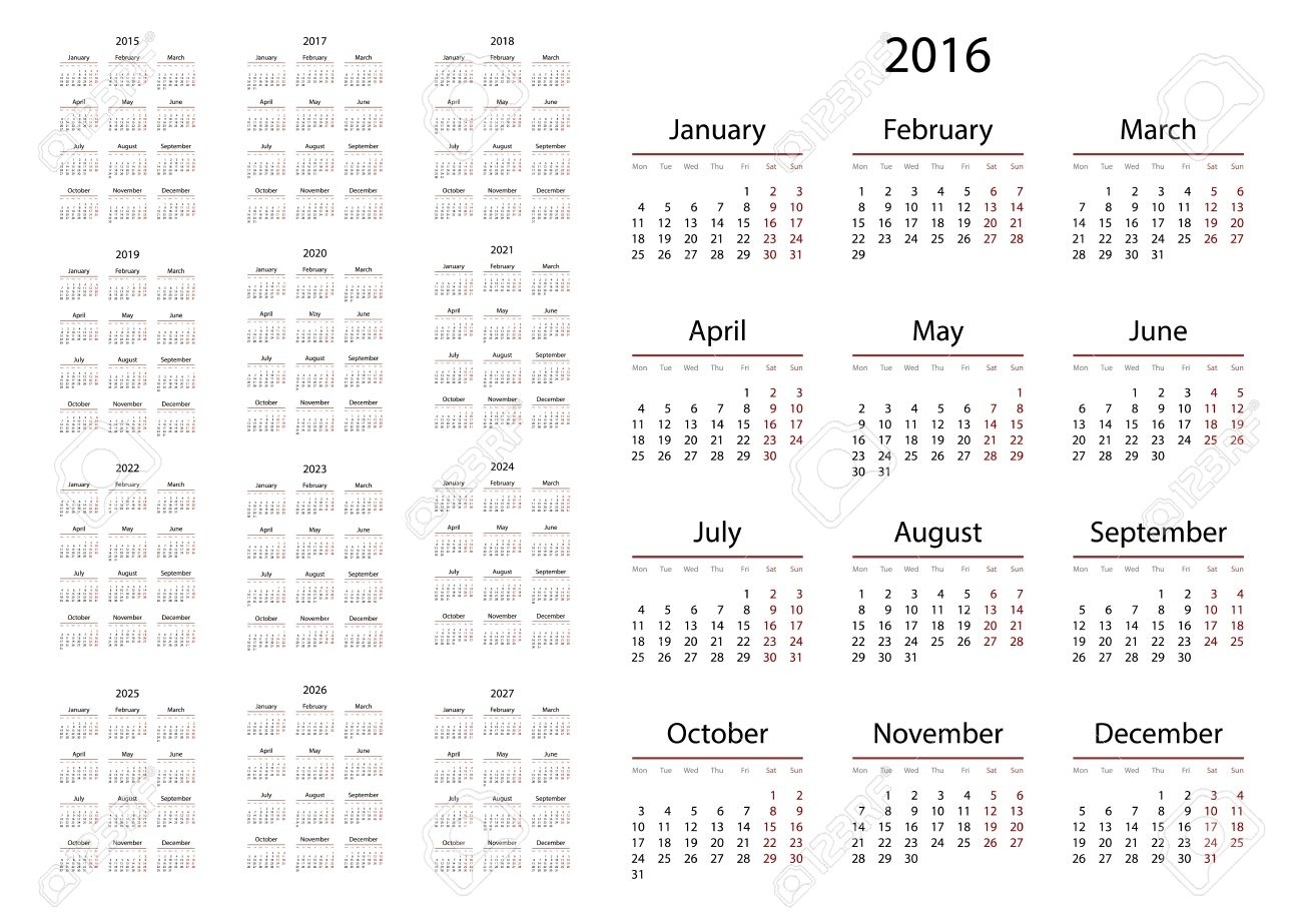Calendar 2015, 2016, 2017, 2018, 2019, 2020, 2021, 2022, 2023 Remarkable Calendar 2020 To 2022