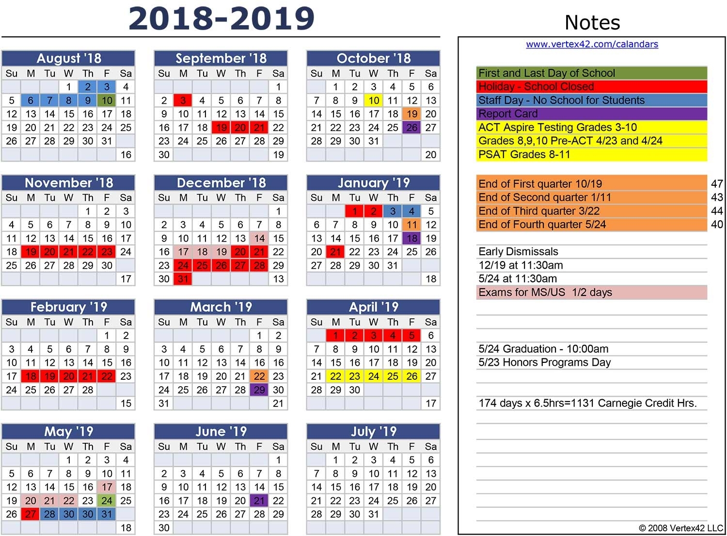 Calendar-2018-19 – Lyndon Academy Perky School Calendar Cherokee County Ga