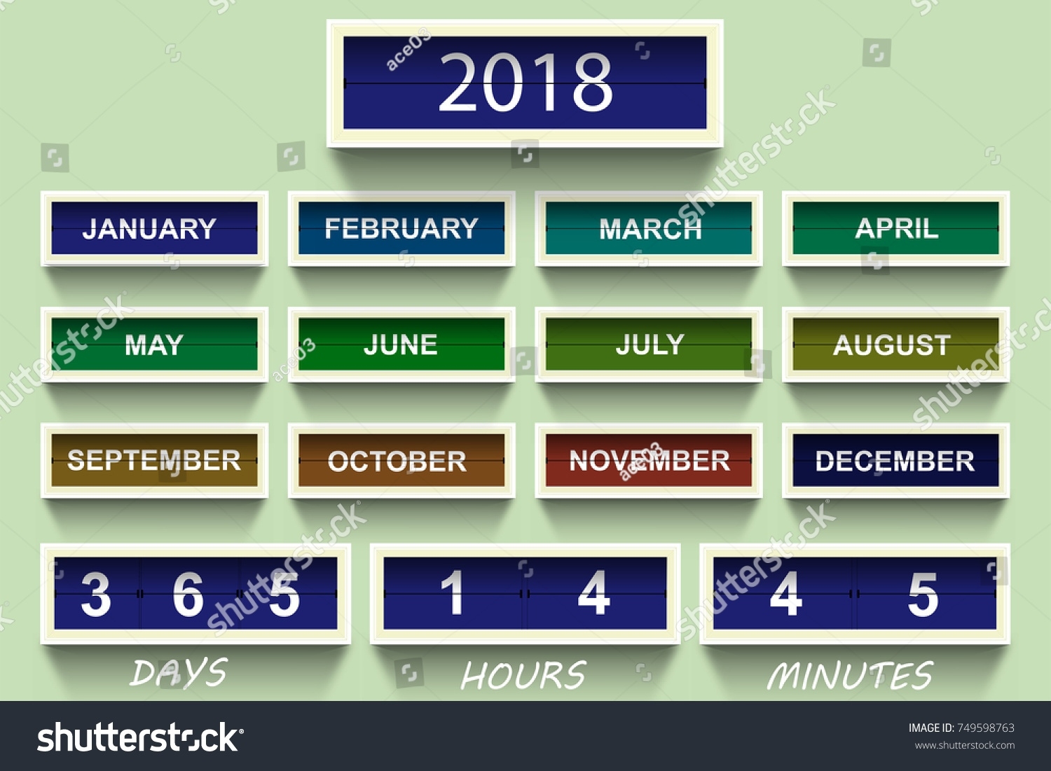 Calendar 2018 Countdown Timer 2018 Year Stock Vector (Royalty Free 6 Month Countdown Calendar