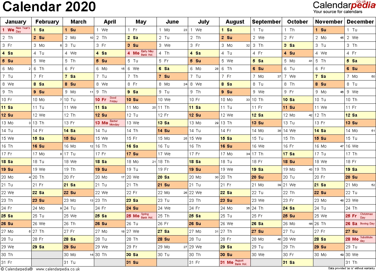 Calendar 2020 (Uk) - 16 Free Printable Pdf Templates Free 2020 Calendar Uk