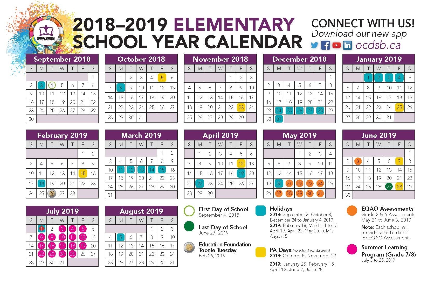 Calendar - Ottawa-Carleton District School Board Perky Ps 9 School Calendar