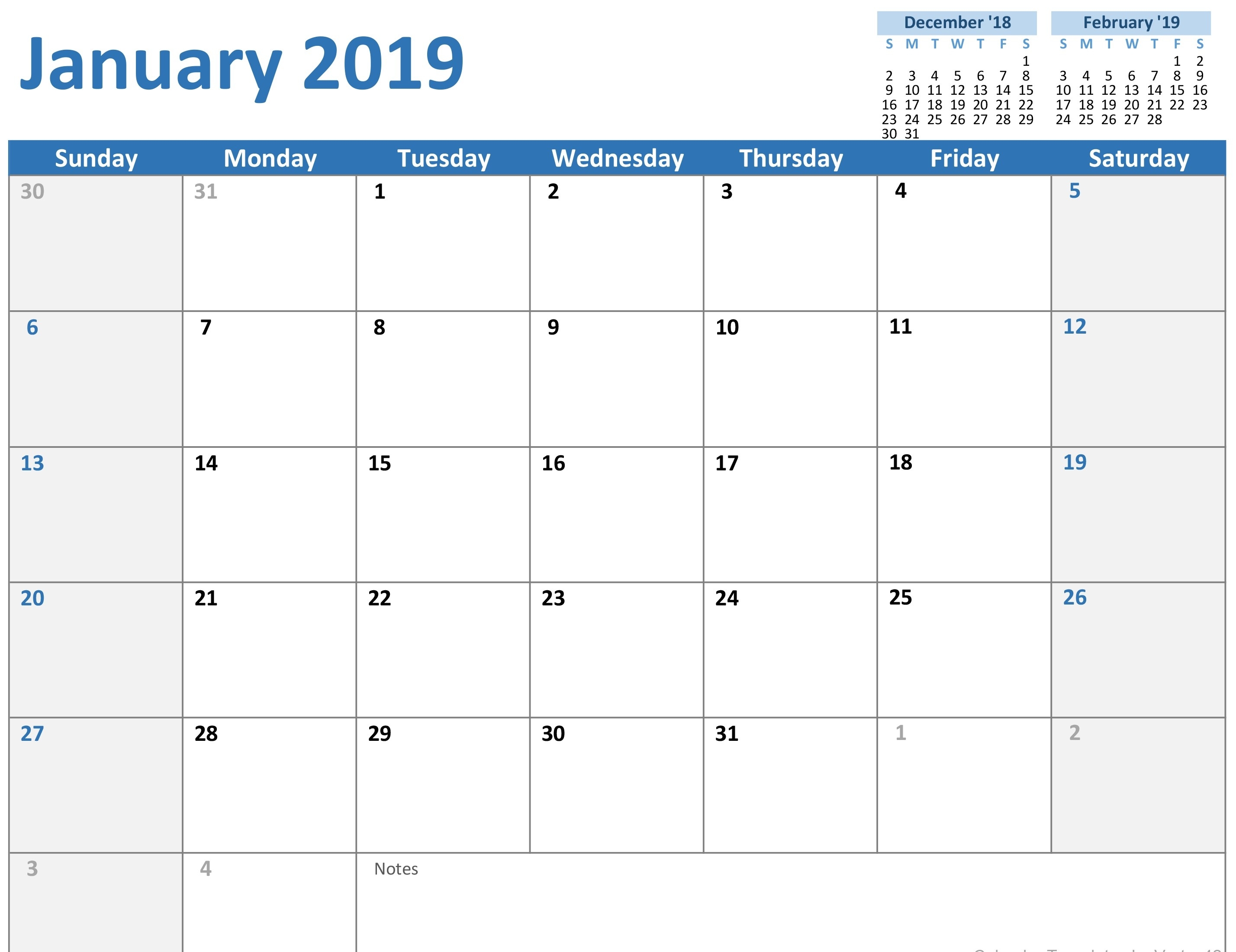 Calendars - Office Blank Calendar Word Template