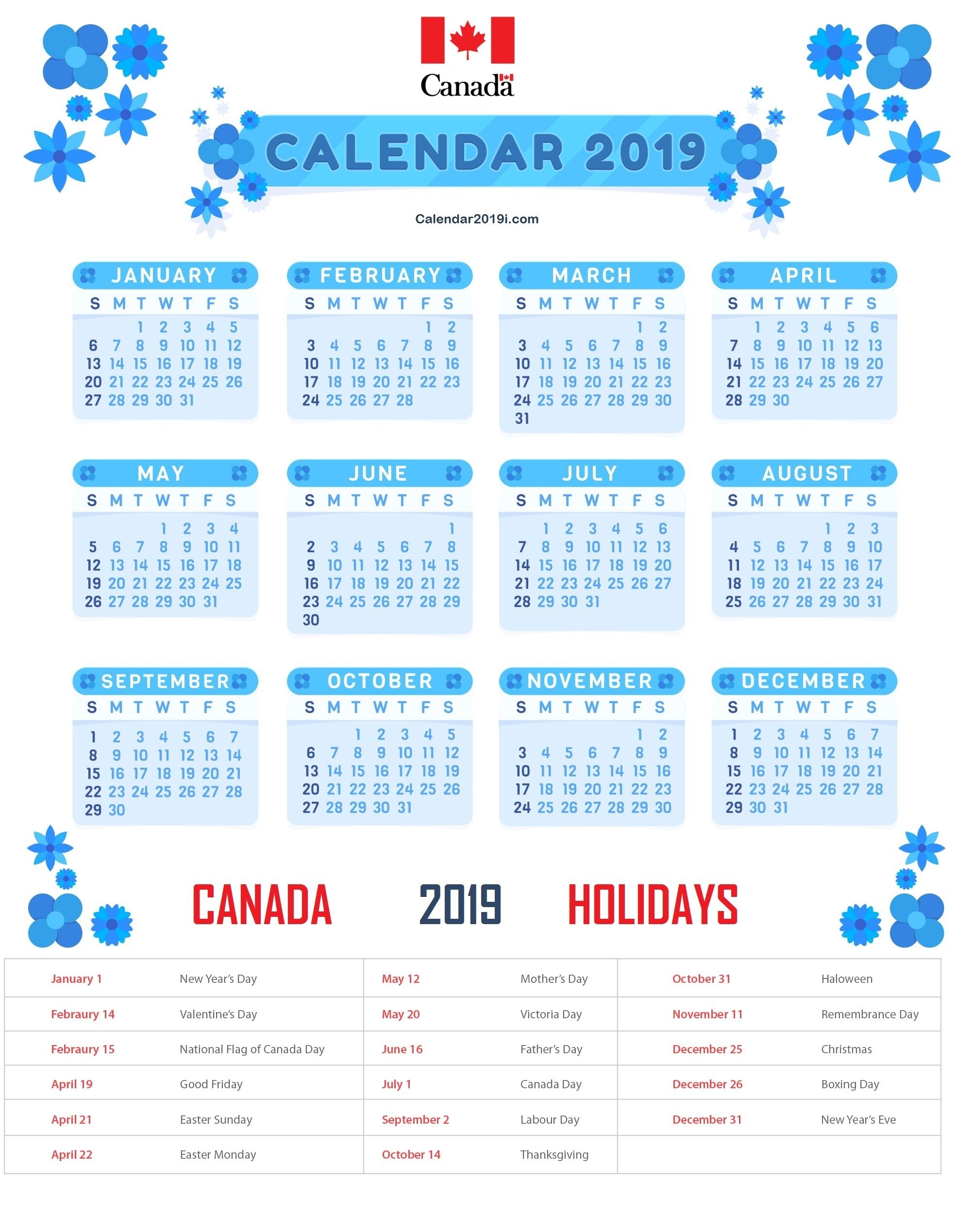 Canada Holidays Calendar 2019 Templates Printable Bank Public Calendar Of Holidays And Events