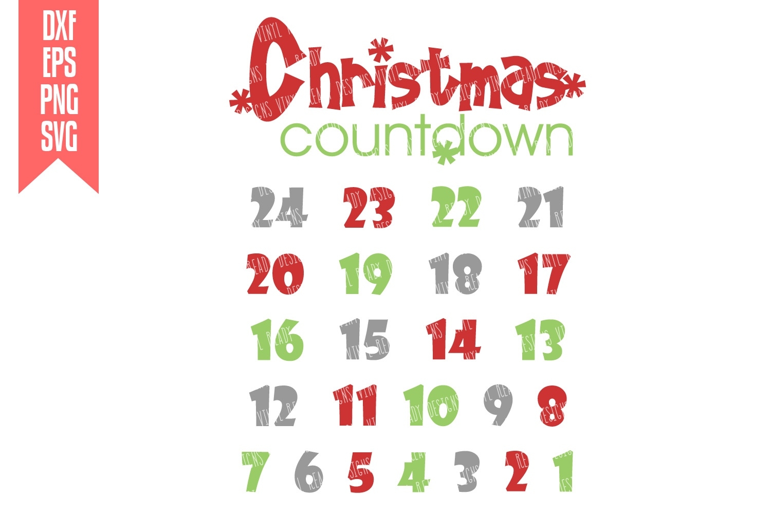 Christmas Countdown Calendar Template - Vector Clip Art - Cutting Christmas Countdown Calendar Svg