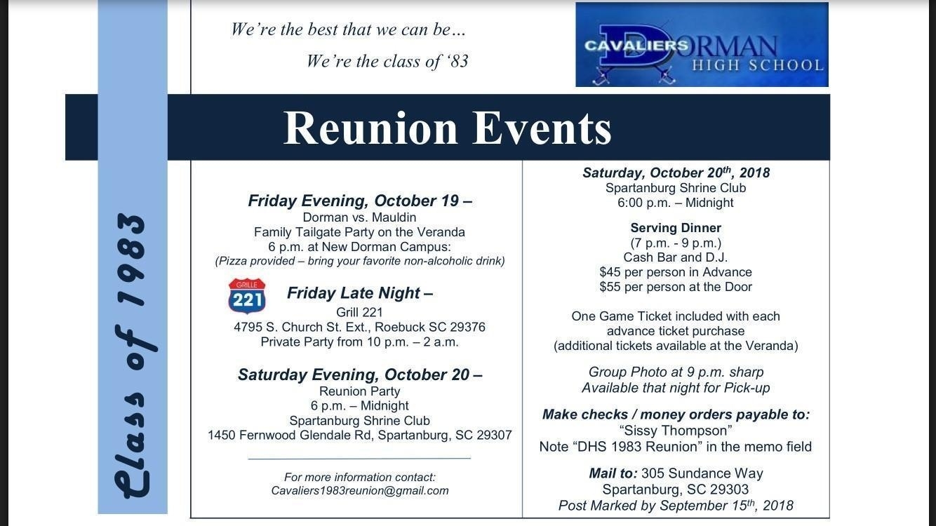 Class Reunion News – Alumni Resources – Dorman High School Spartanburg 6 School Calendar