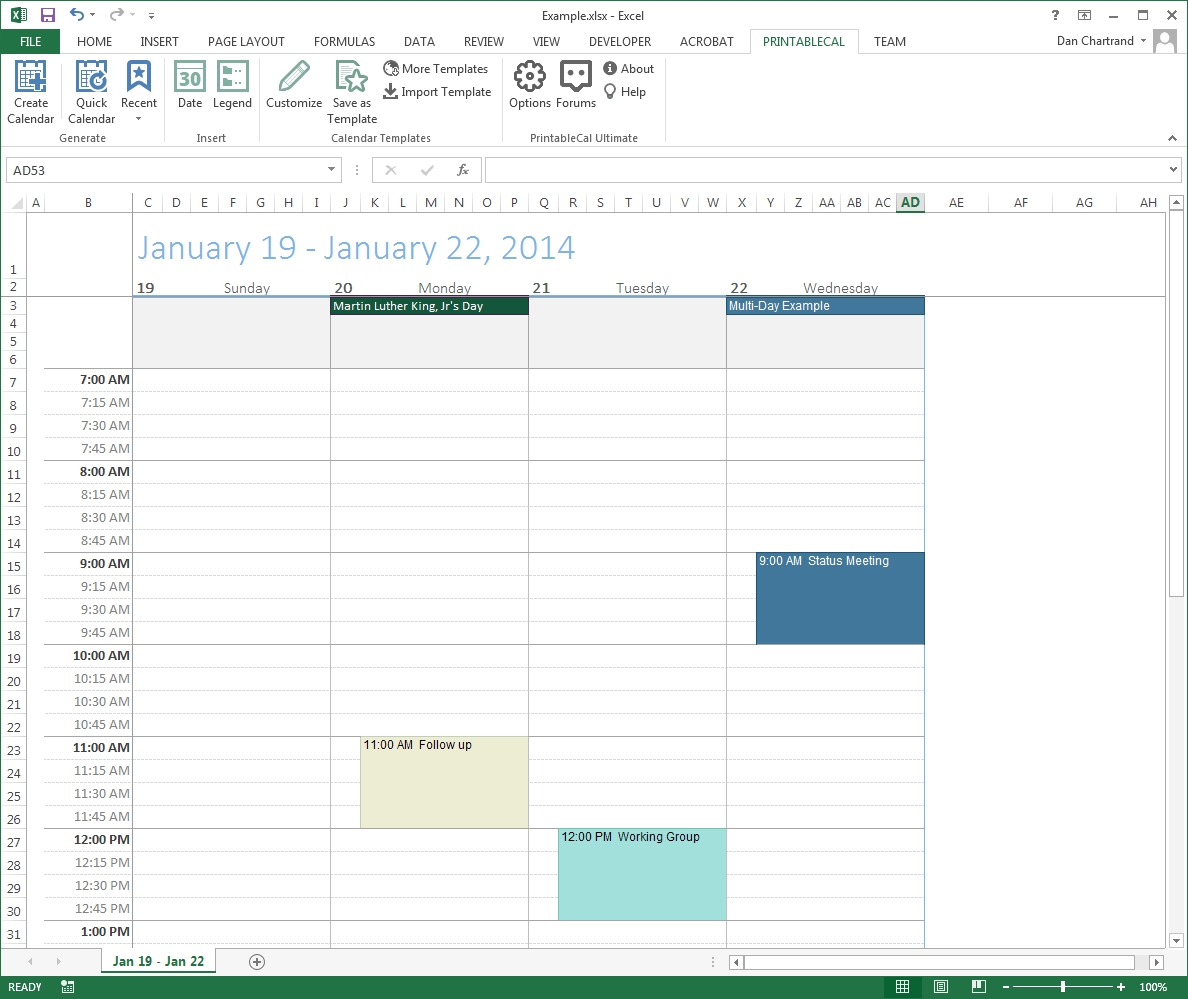 Customize And Print Calendar Templates In Excel And Word 4 Day Calendar Template