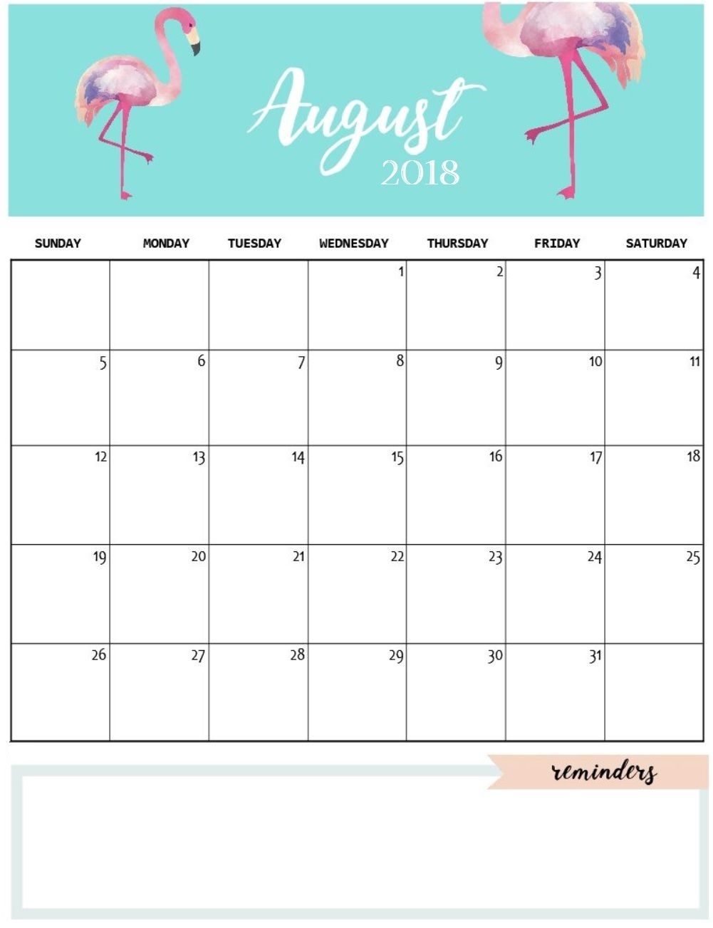 Cute August 2018 Calendar Template | Calendars | Календарь Calendar Month Themes Uk