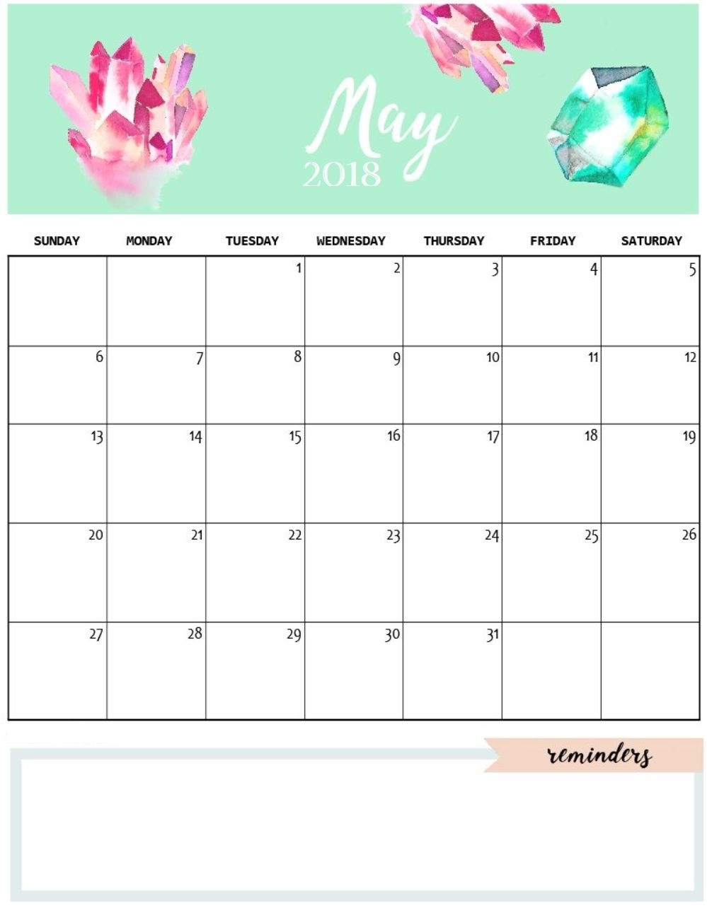 Cute May 2018 Calendar Template | Calendars | Pinterest | Calendar Blank Calendar Template Cute