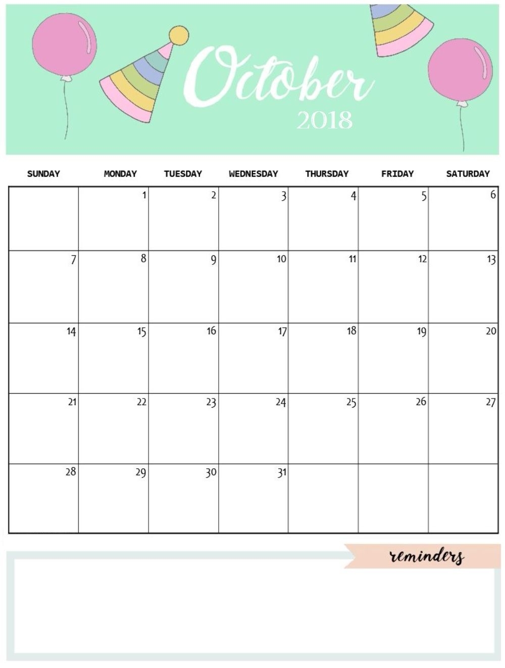 Cute October 2018 Calendar Template | Calendars | Pinterest Impressive Blank Calendar Template Cute