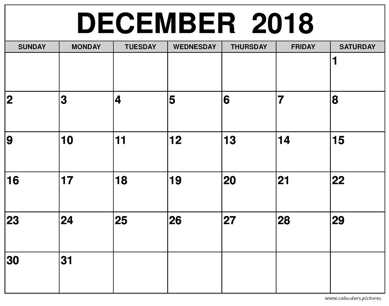 December 2018 Calendar Blank Template – Free Printable Calendar Incredible Free Printable Calendar Blank