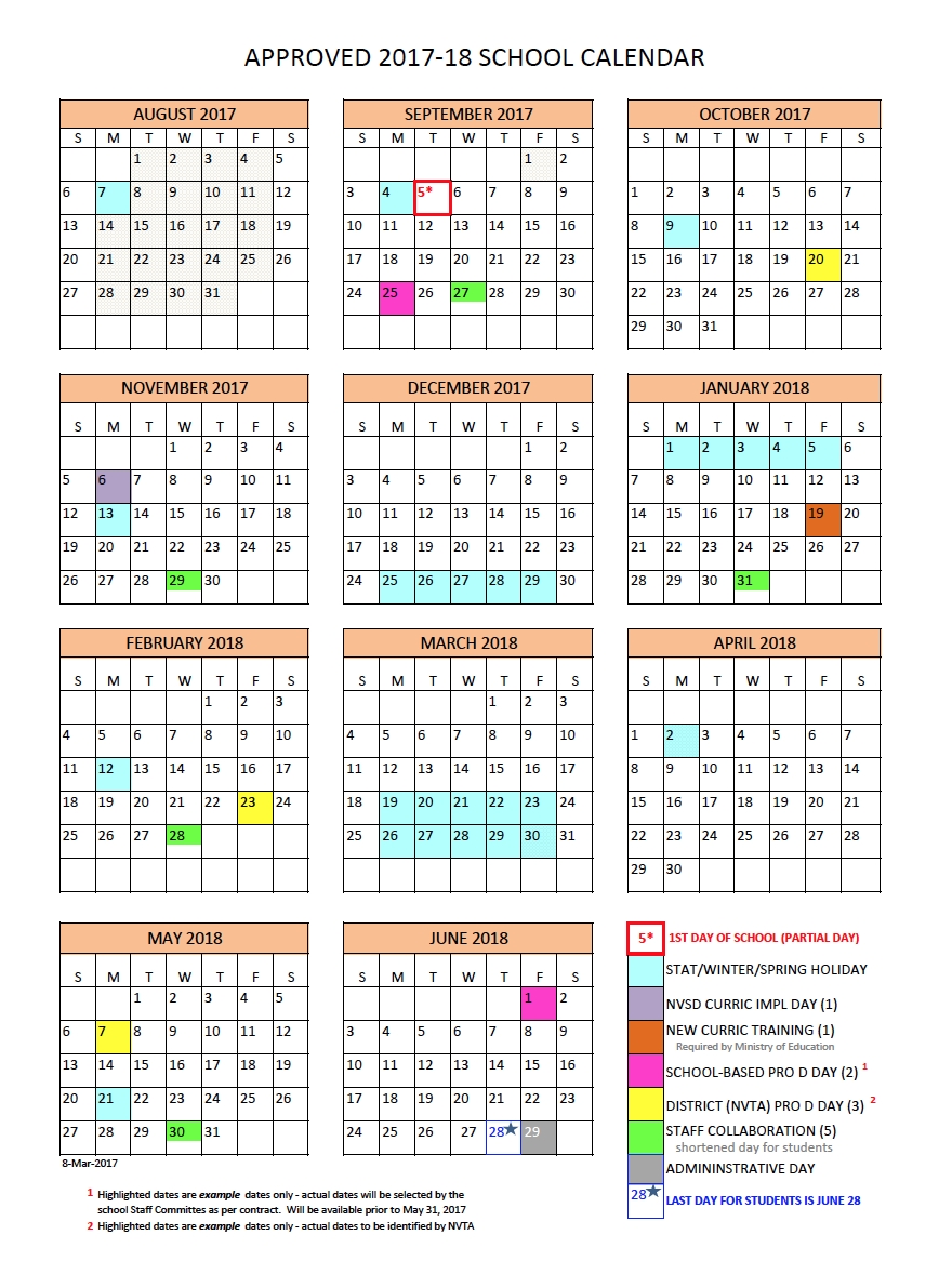 District Calendar - North Vancouver School District Impressive Calendar Of School Days