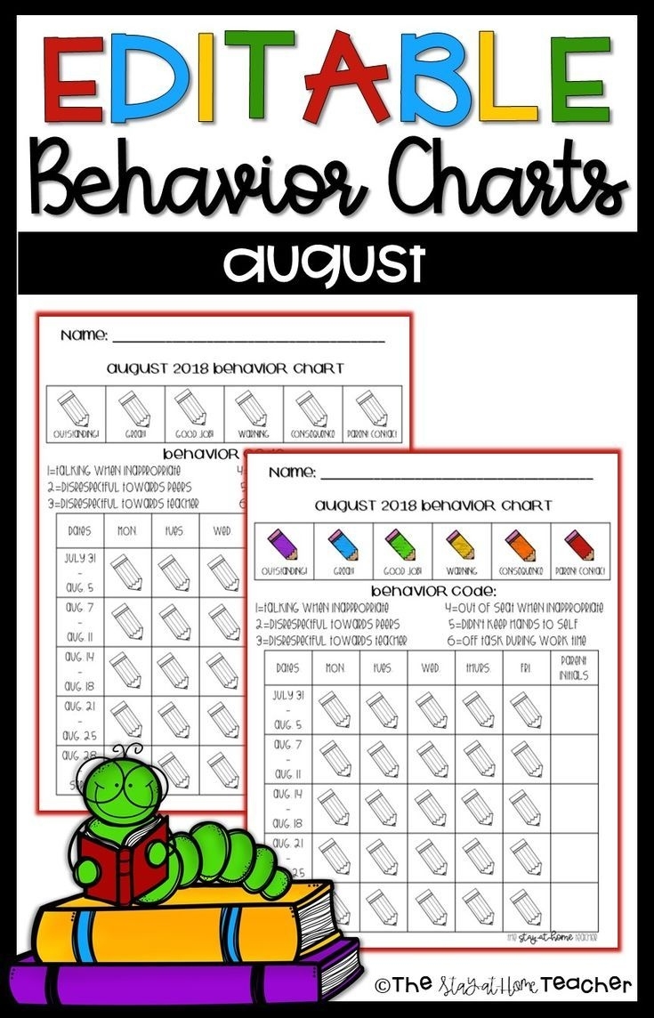 Editable Monthly Behavior Calendars 2018-2019 | I ❤ #allthe(Tpt Monthly Calendar Behavior Chart