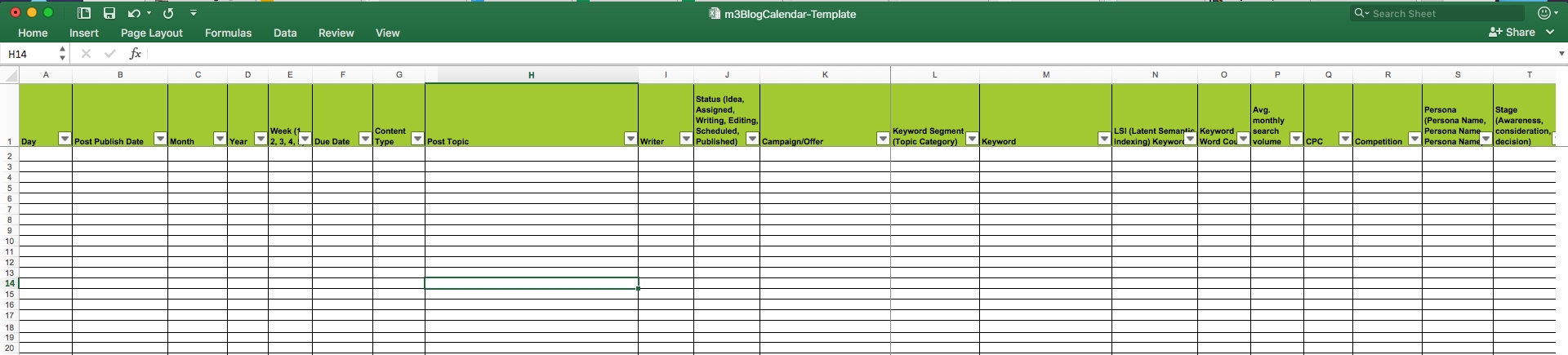 Editorial Calendar Templates For Content Marketing: The Ultimate List Monthly Calendar Spreadsheet Template