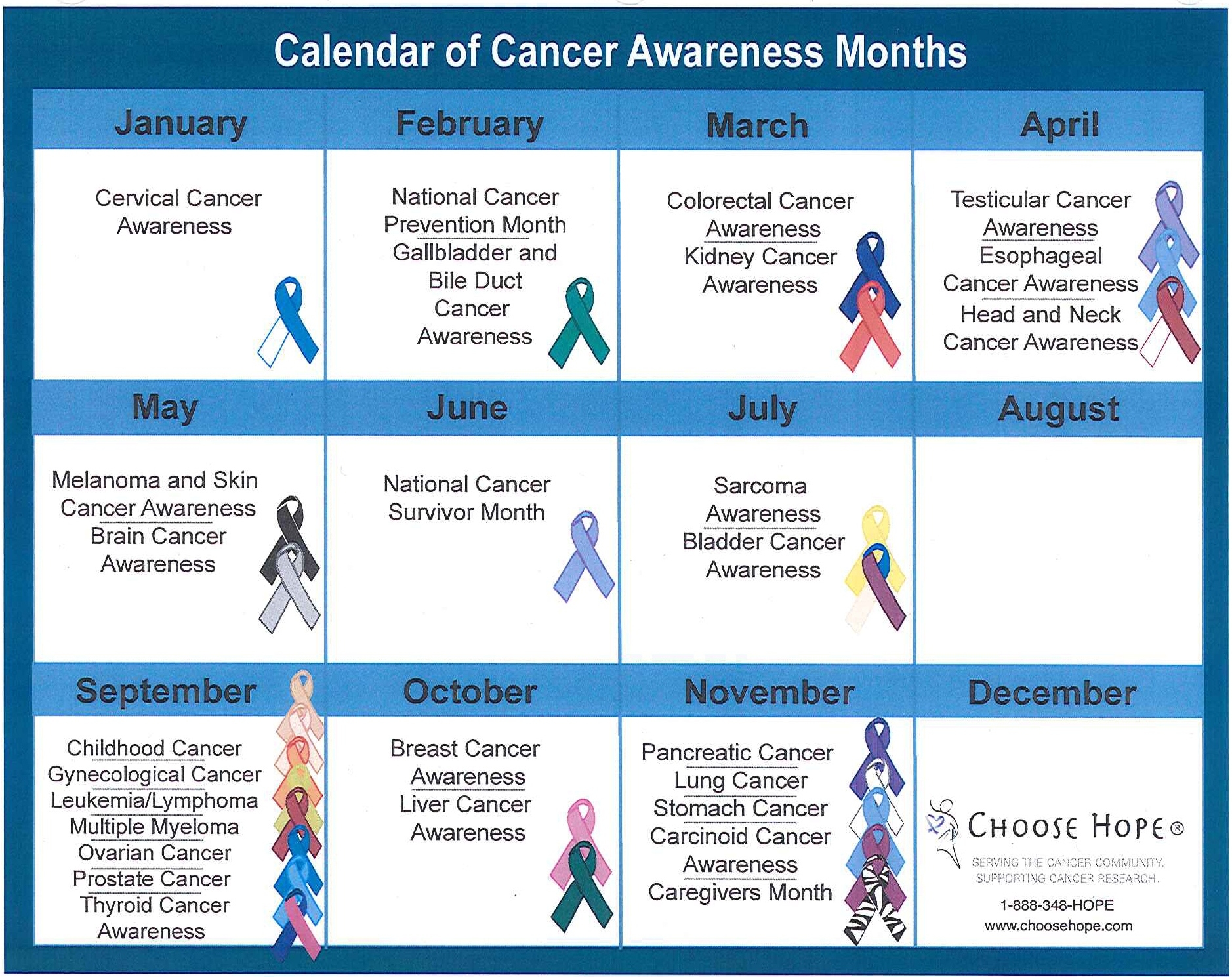 Calendar Of Monthly Awareness Printable Blank Calendar Template