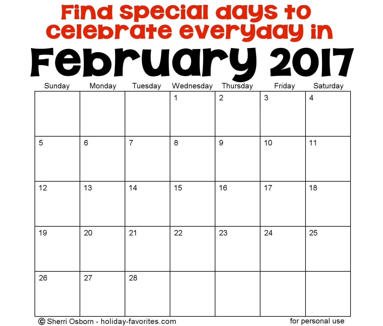 February Holidays And Special Days | Holiday Favorites Calendar Holidays And Special Days