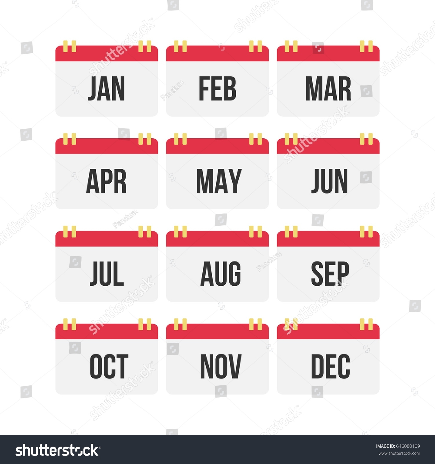 Flat Design Calendar Month Icon Set Stock Vector (Royalty Free Calendar Month Icons Free