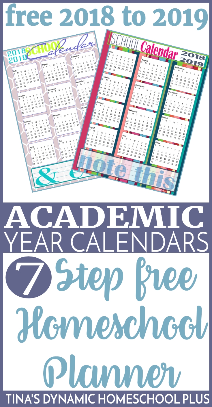 Free 2018-2019 Academic Year Calendars And Planner Pages Free Printable Calendar Homeschool