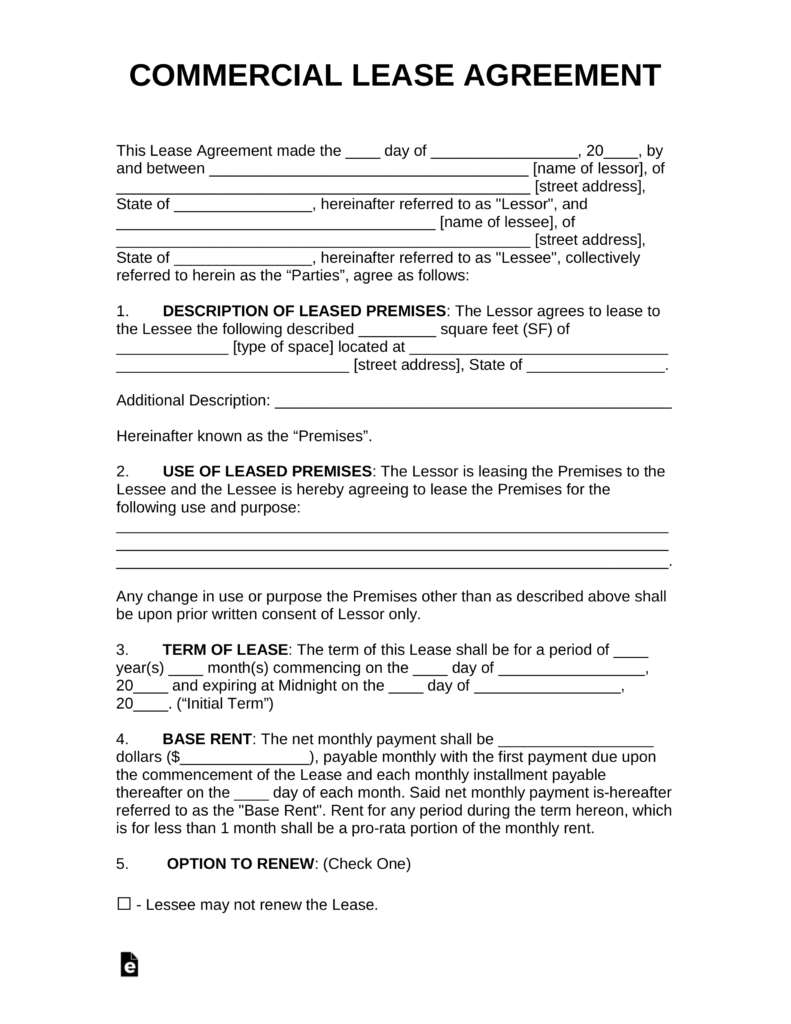 Free Commercial Rental Lease Agreement Templates - Pdf | Word Per Calendar Month Rent Definition